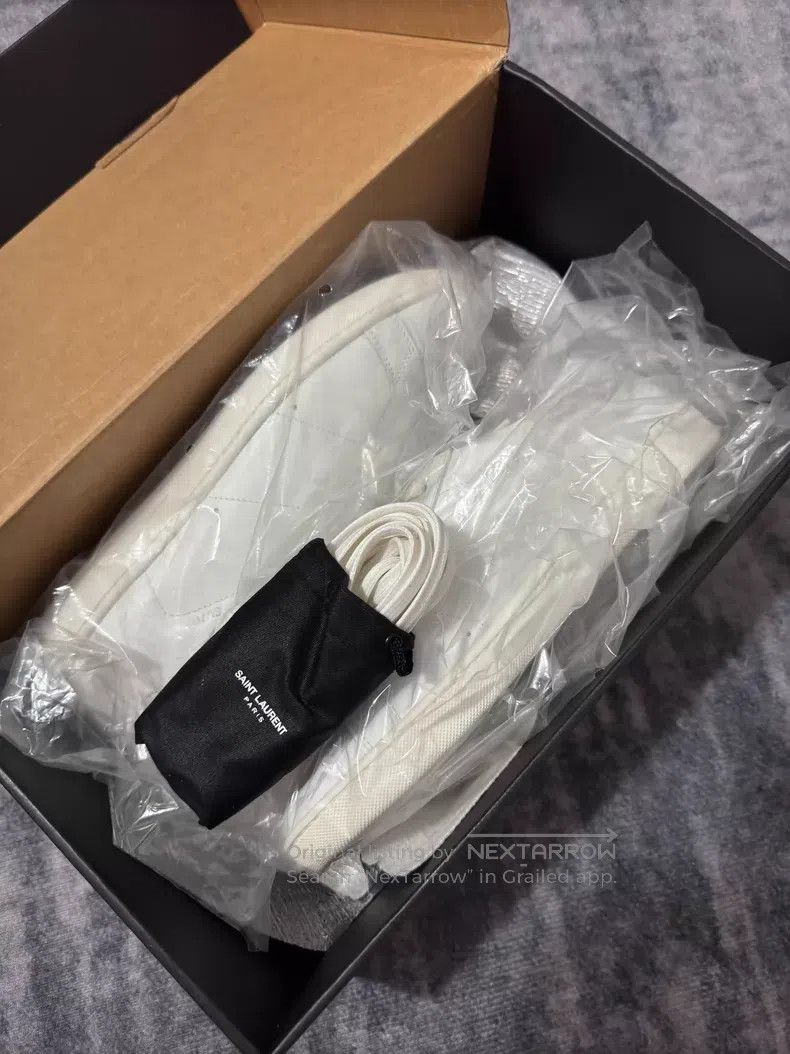 Saint Laurent Paris Saint Laurent Paris Pure White Leather Low Top Sneakers Size US 7 / EU 40 - 7 Thumbnail