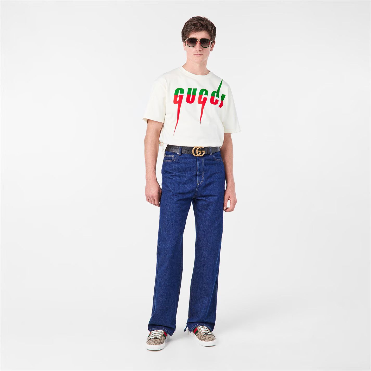 Gucci o1g2r1mq0426 Size: OS / Striped Aviator Metal Sunglasses Size ONE SIZE - 5 Thumbnail