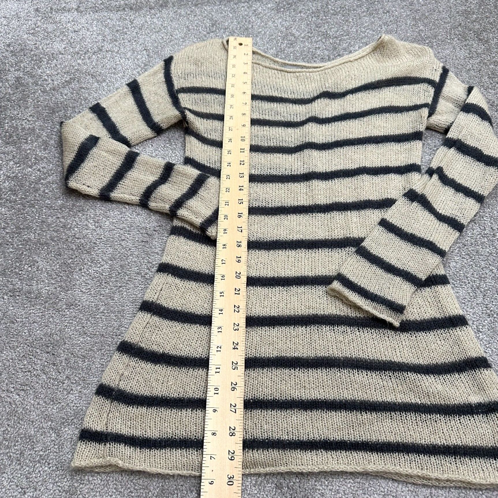 Vintage RUBBISH Lightweight Sweater Dress Women M Beige/Black Long Sleeve Knit Midi Dress, Casual, 60s-70s Vibe, Machine Washable, Classic Womens Dress Size M / US 6-8 / IT 42-44 - 6 Thumbnail