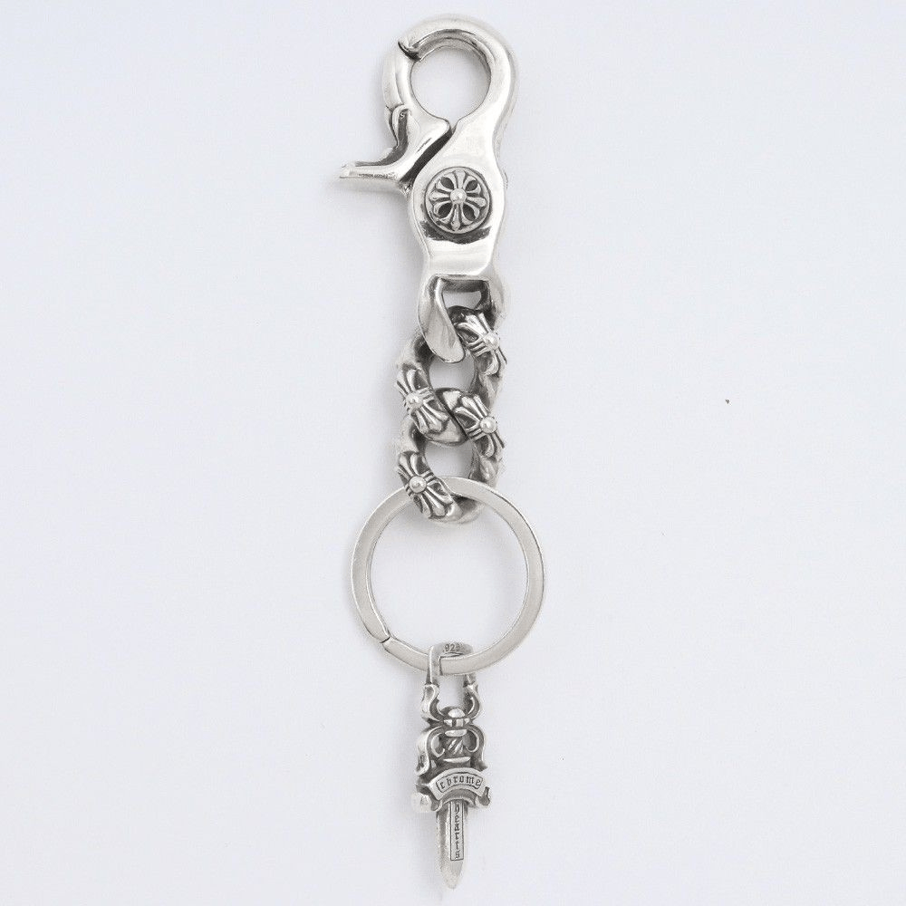 image of Chrome Hearts Extra Fancy Key Chain in Silver, Men's
