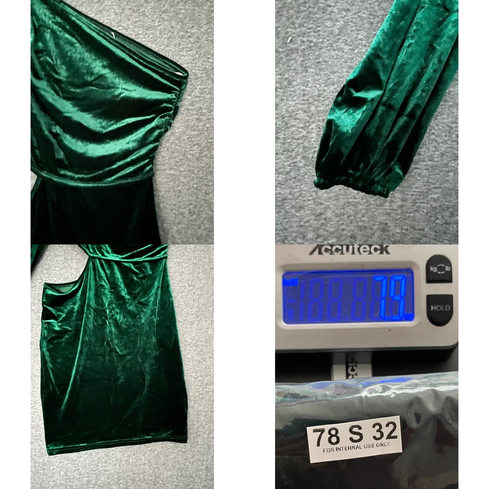 Vintage Simplee Hunter Green Velour One Shoulder Cutout Mini Dress M Women) Size M / US 6-8 / IT 42-44 - 8 Thumbnail