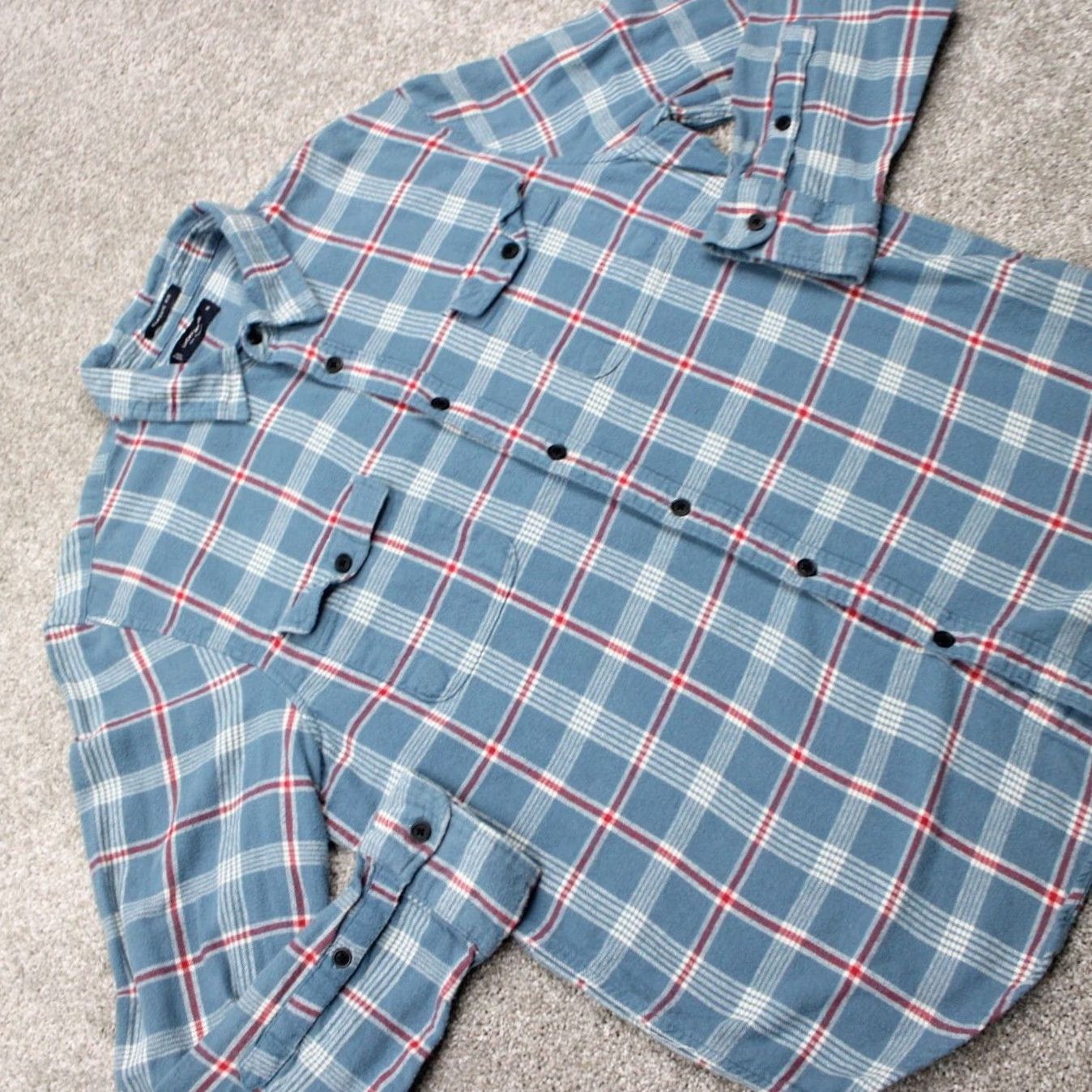 Lucky Brand Lucky Brand Plaid Button-Up Shirt Mens XL Blue/Red Flannel Classic Fit L/S Button-Up Size US XL / EU 56 / 4 - 6 Thumbnail