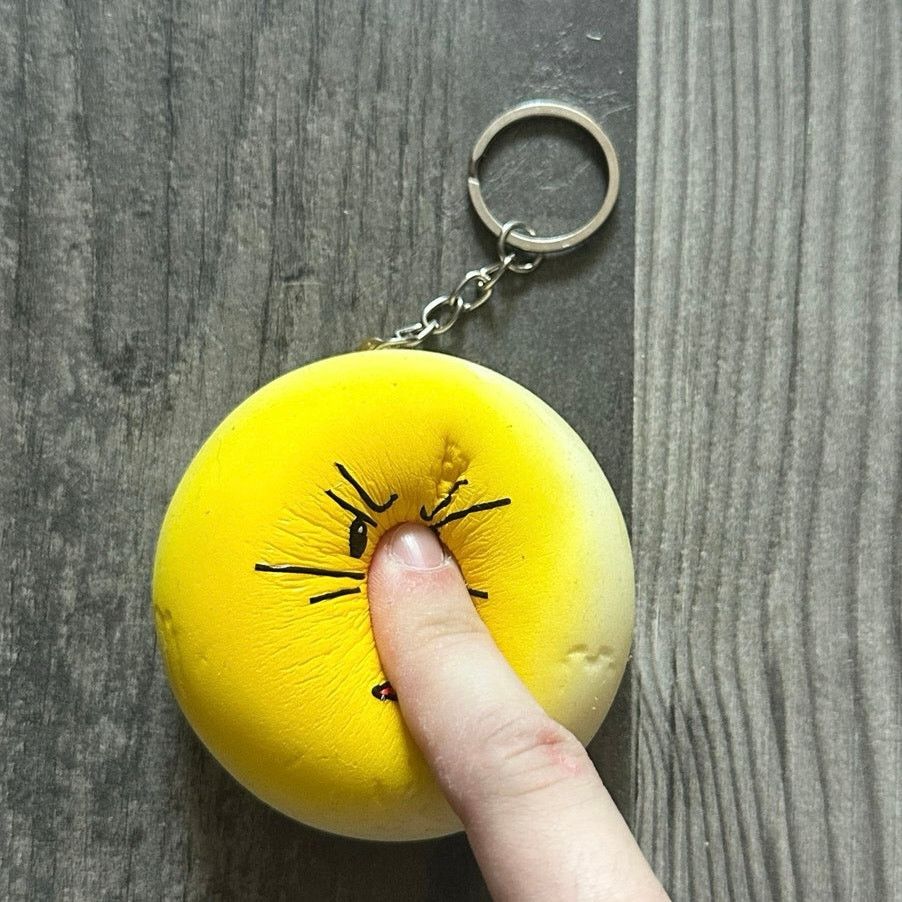 Other yellow silly face squishy keychain Size ONE SIZE - 2 Thumbnail