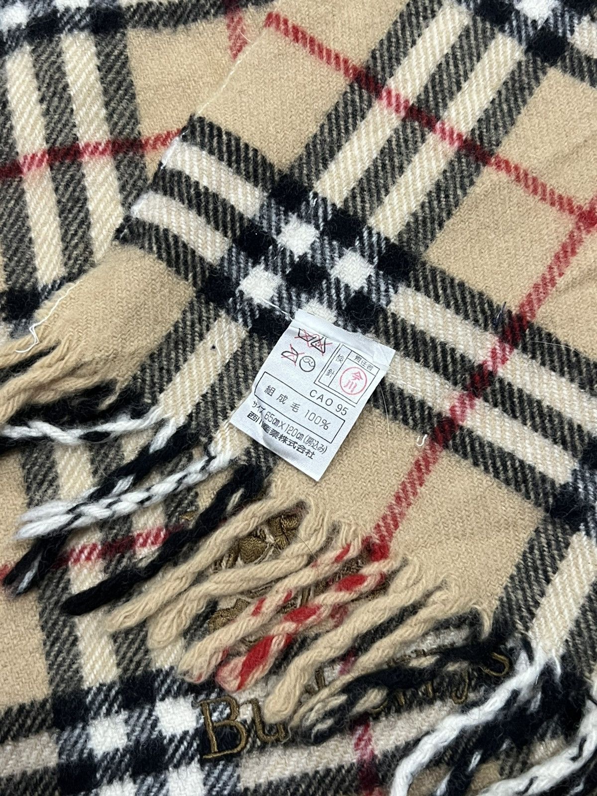 Burberry Vintage Burberrys Nova Check Plaid Wool Tassel Scarf Size ONE SIZE - 5 Thumbnail