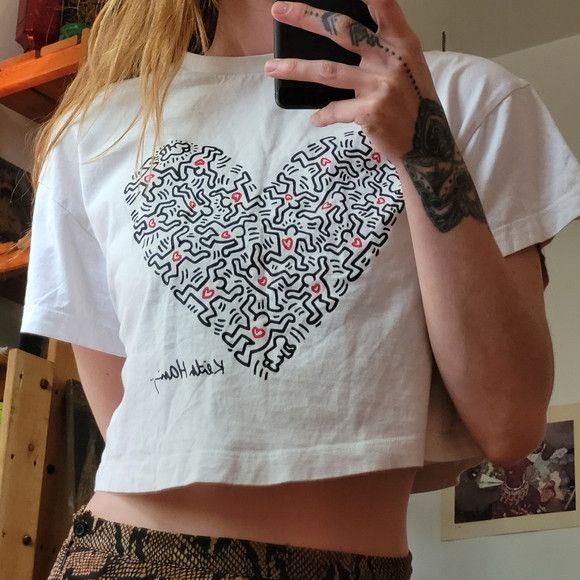Keith Haring Keith Haring Love It All Cropped White Tshirt - Size S Size S / US 4 / IT 40 - 1 Thumbnail