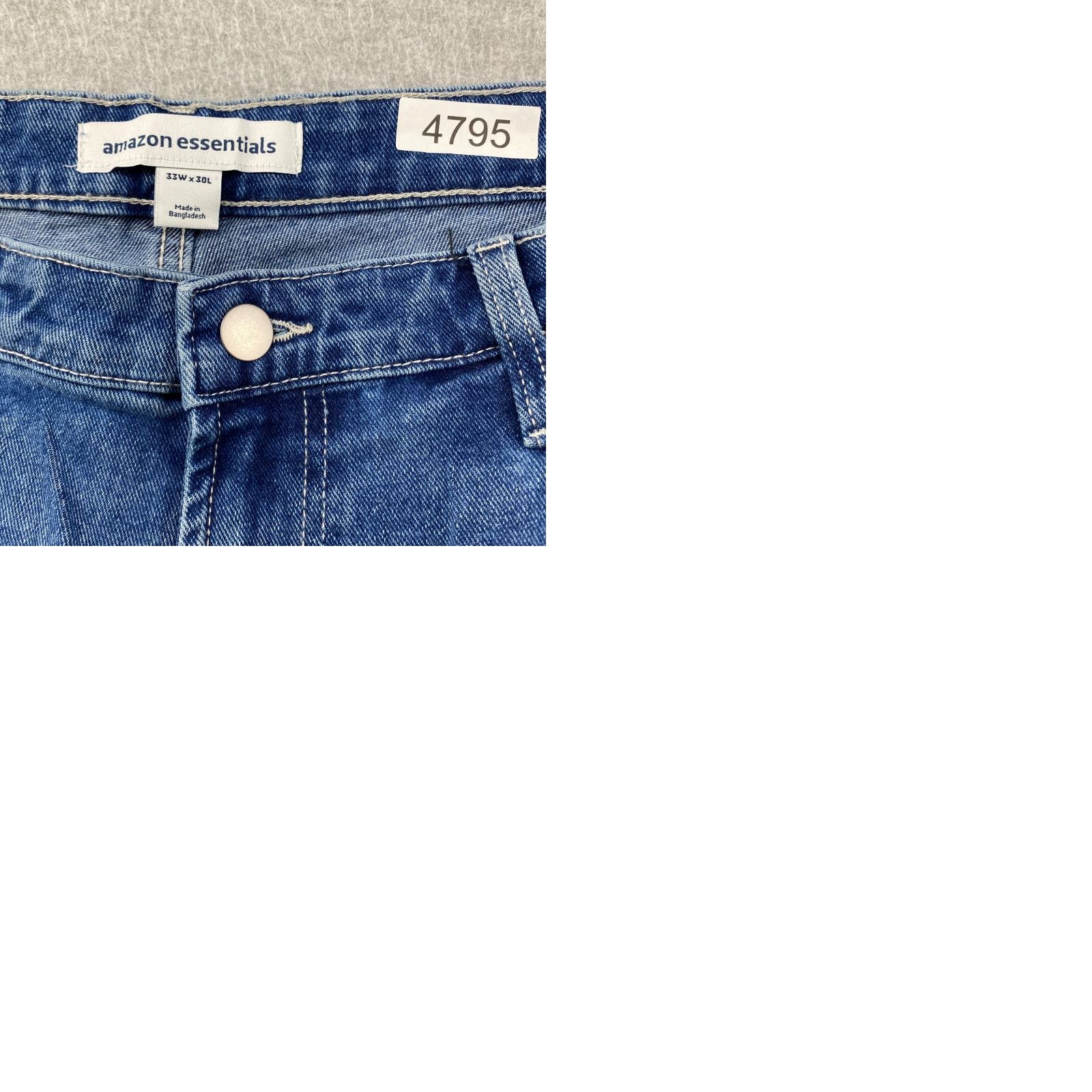 Essentials Amazon Jeans Mens 33X30 Blue Straight Leg Pockets Slim Stretch 5-Pocket Denim Regular Belt Loops 5 Size US 33 - 9 Thumbnail