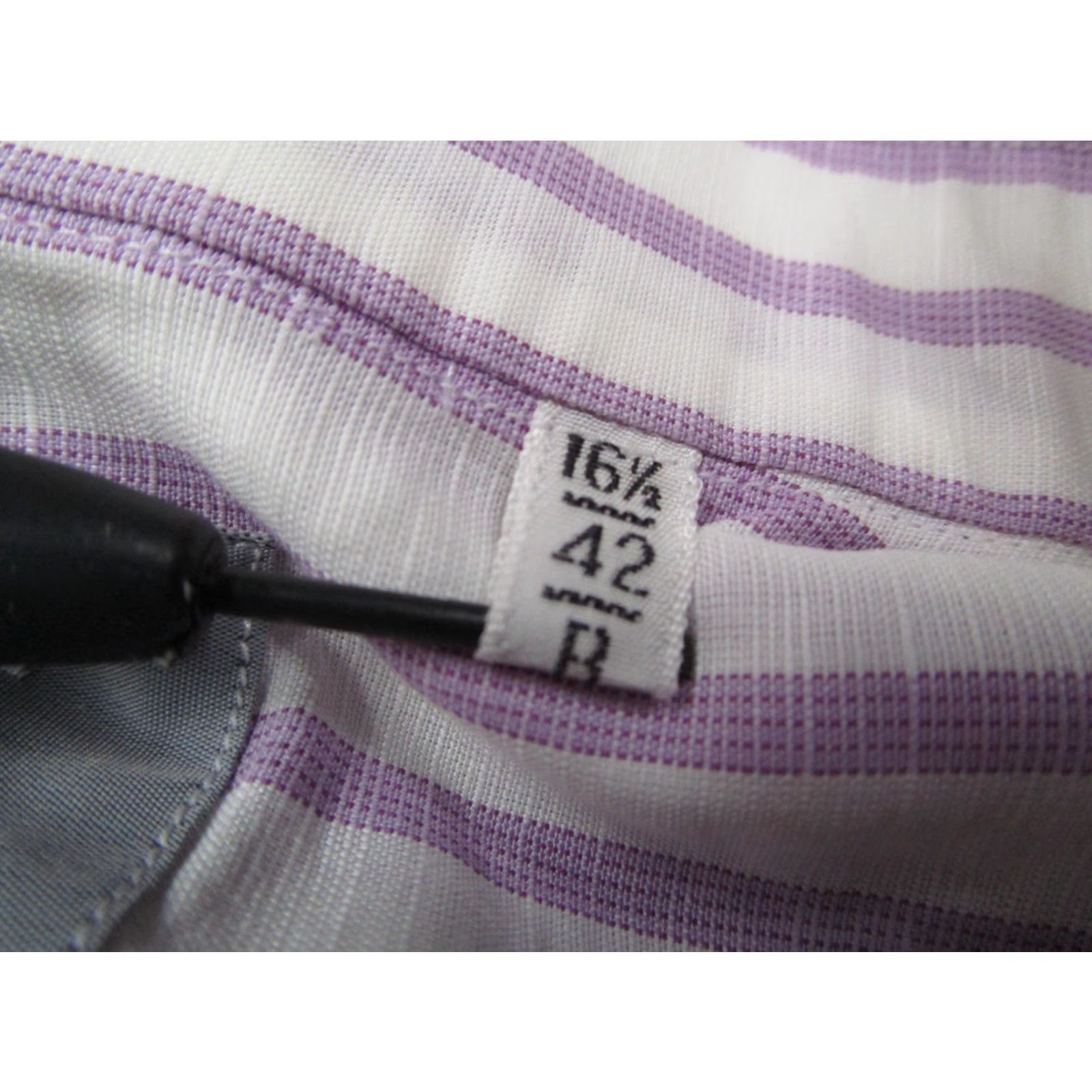 Vintage VINTAGE Lorenzini Dress Shirt Mens 42 White Purple Stripe Made in Italy Classic Fit Long Sleeve Neiman Marcus Size 42R - 4 Thumbnail