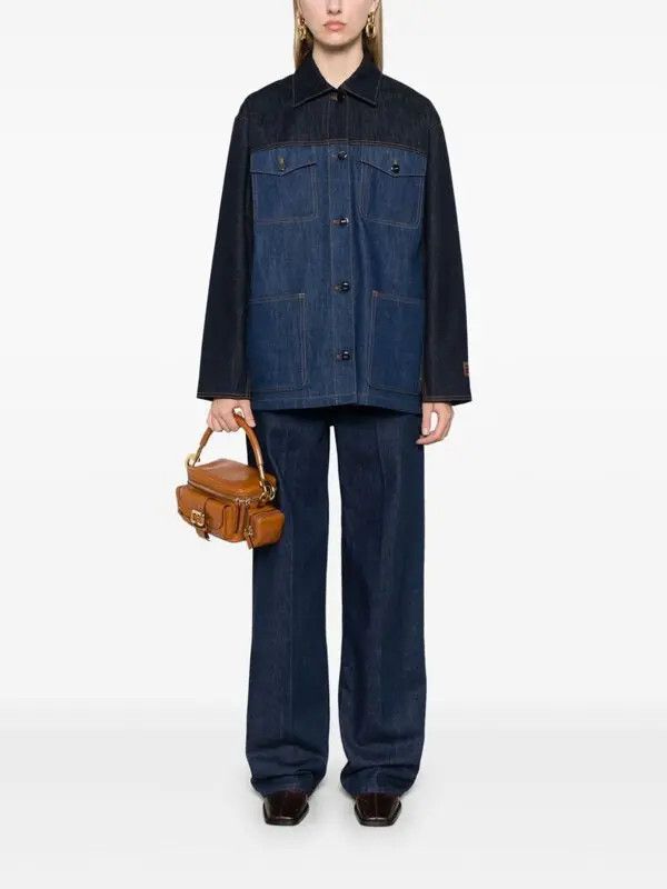 Fendi o1loc1c0126 Two-tone Denim Jacket in Blue Size M / US 6-8 / IT 42-44 - 5 Thumbnail