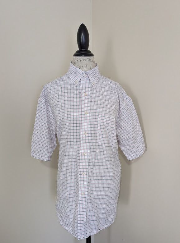 Jos. A. Bank Traveler men's pink blue plaid short sleeve button up shir Size US L / EU 52-54 / 3 - 1 Thumbnail