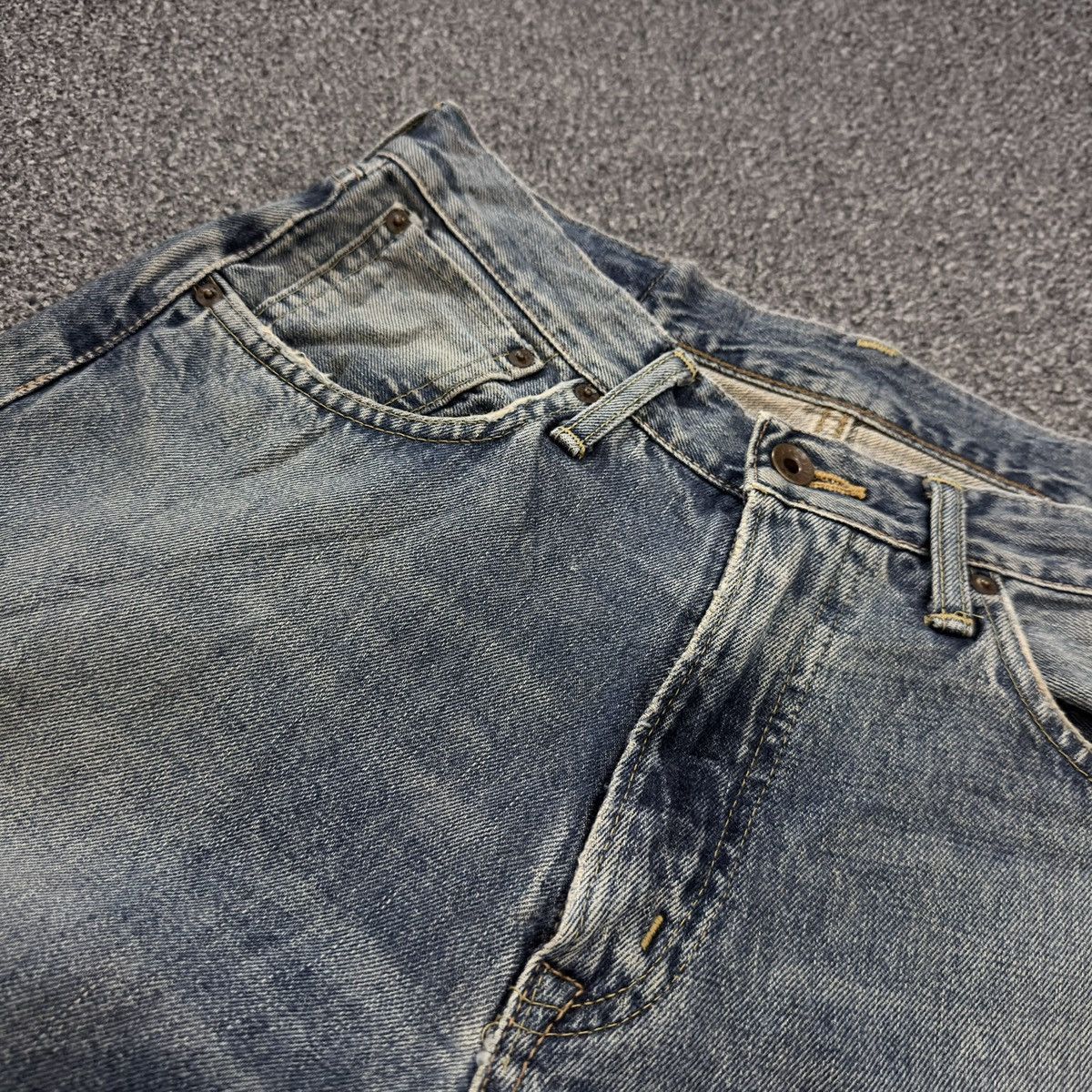 Kapital Vintage 90s Japanese Edwin 505x Destroyed Dirty Wash Denim Size US 31 - 10 Thumbnail