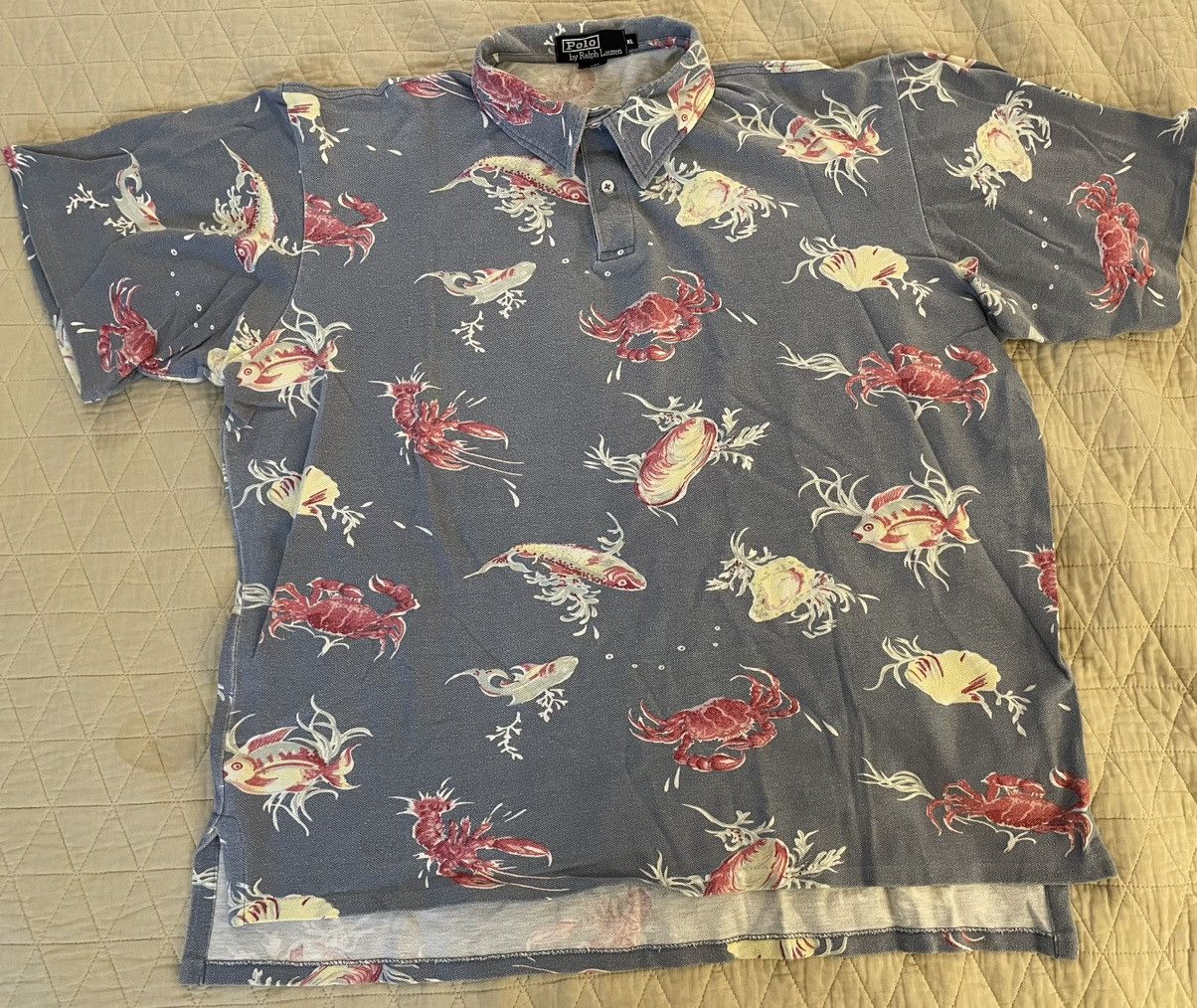 Polo Ralph Lauren × Vintage Seafood Print Polo Size US XL / EU 56 / 4 - 2 Thumbnail
