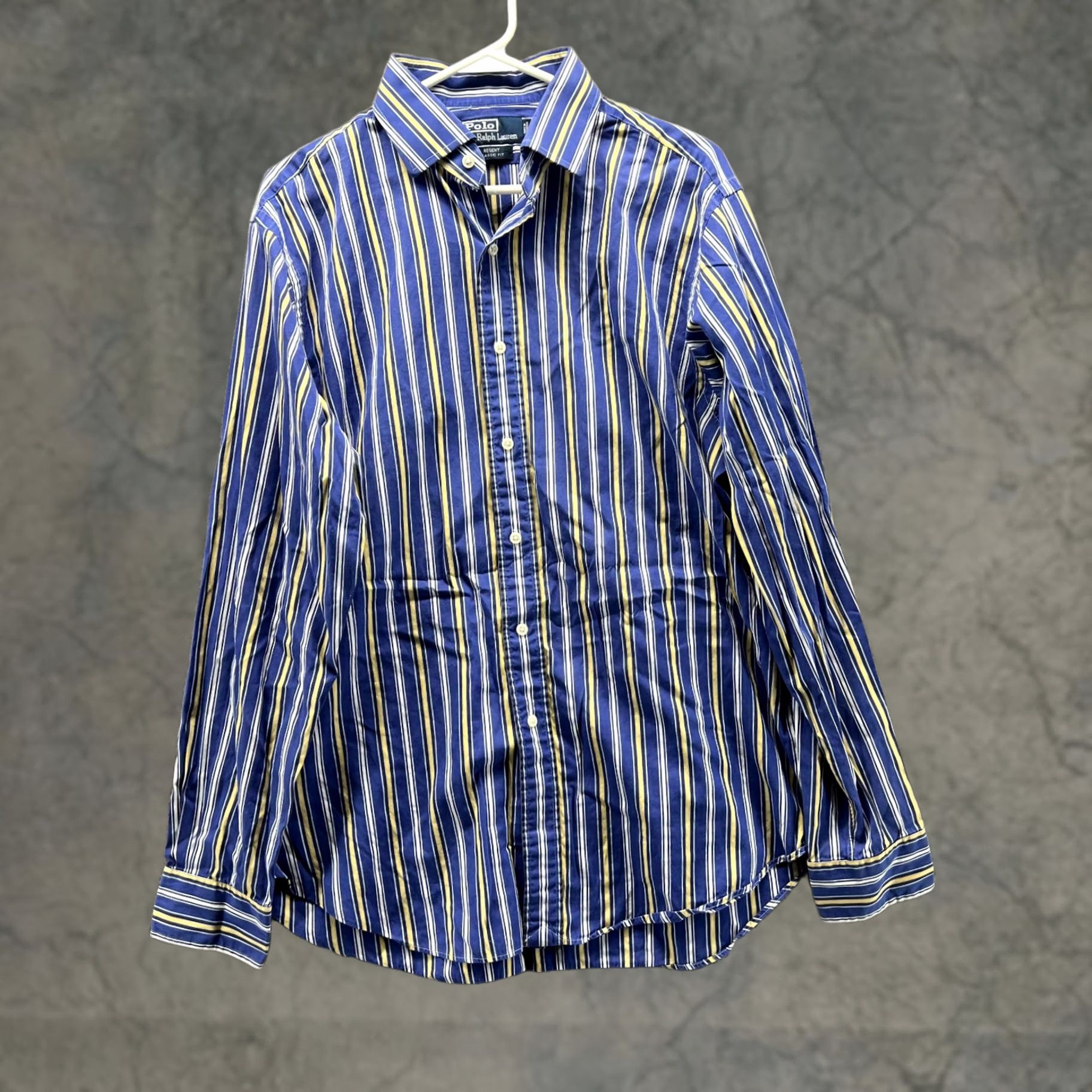 Polo Ralph Lauren VINTAGE Polo Ralph Lauren Shirt Men Large Blue Striped Button-Down Collared Size US L / EU 52-54 / 3 - 1 Thumbnail