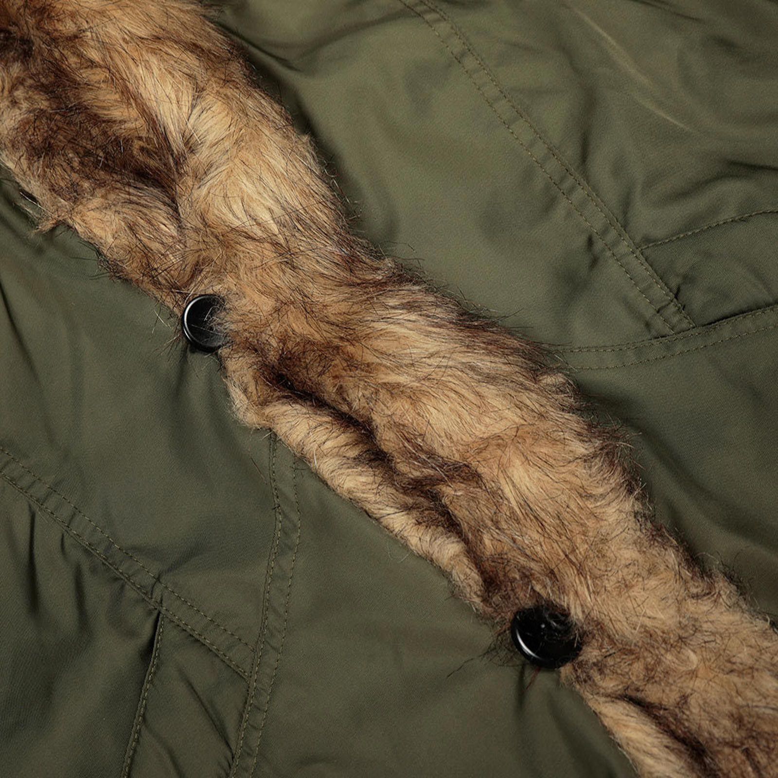 Japanese Brand Olive Green Faux Fur Trim Winter Jacket, Hooded Coat Size US M / EU 48-50 / 2 - 3 Thumbnail