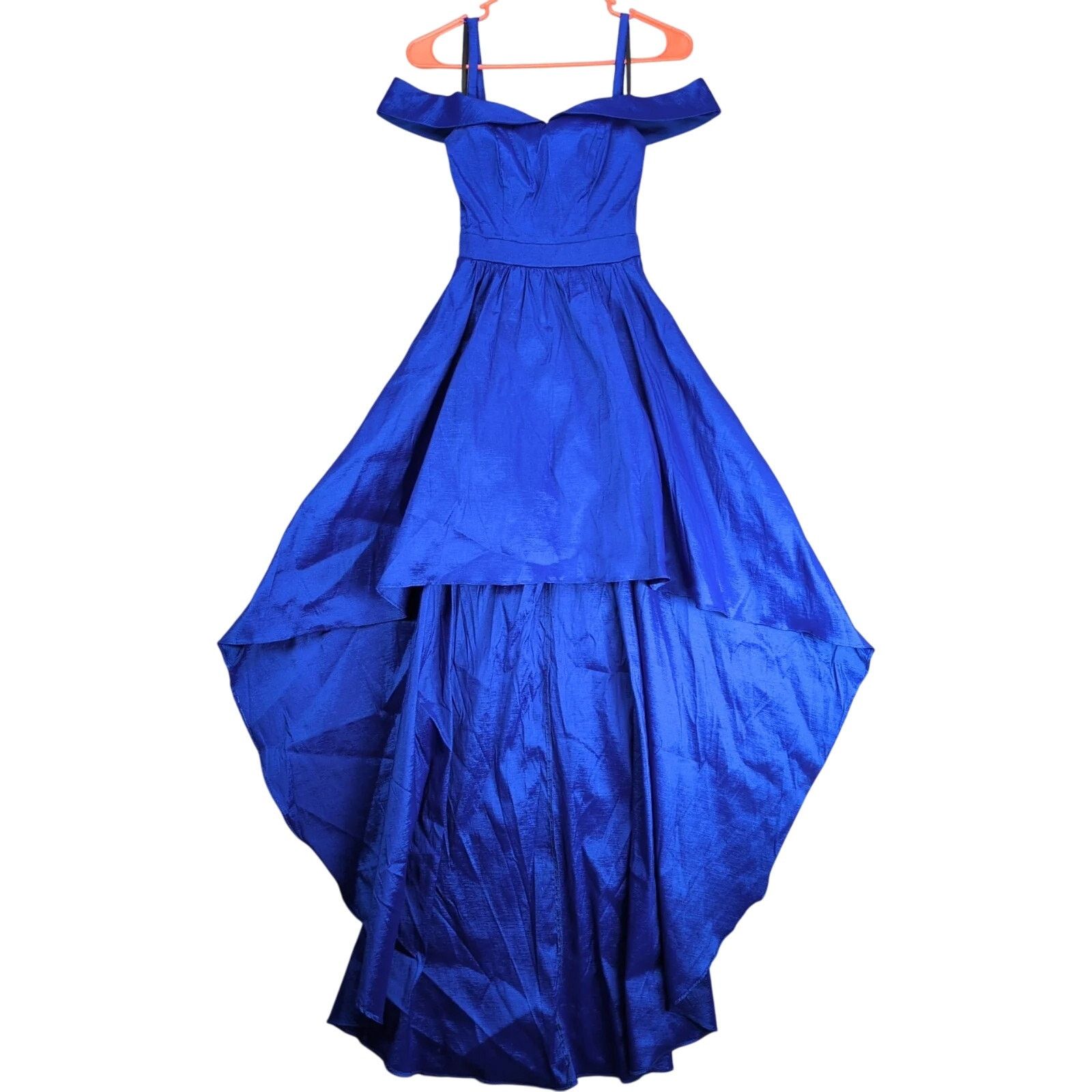 Other B Darlin Satin Dress Junior's 1/2 Off-Shoulder High-Low Hem Size S / US 4 / IT 40 - 1 Thumbnail