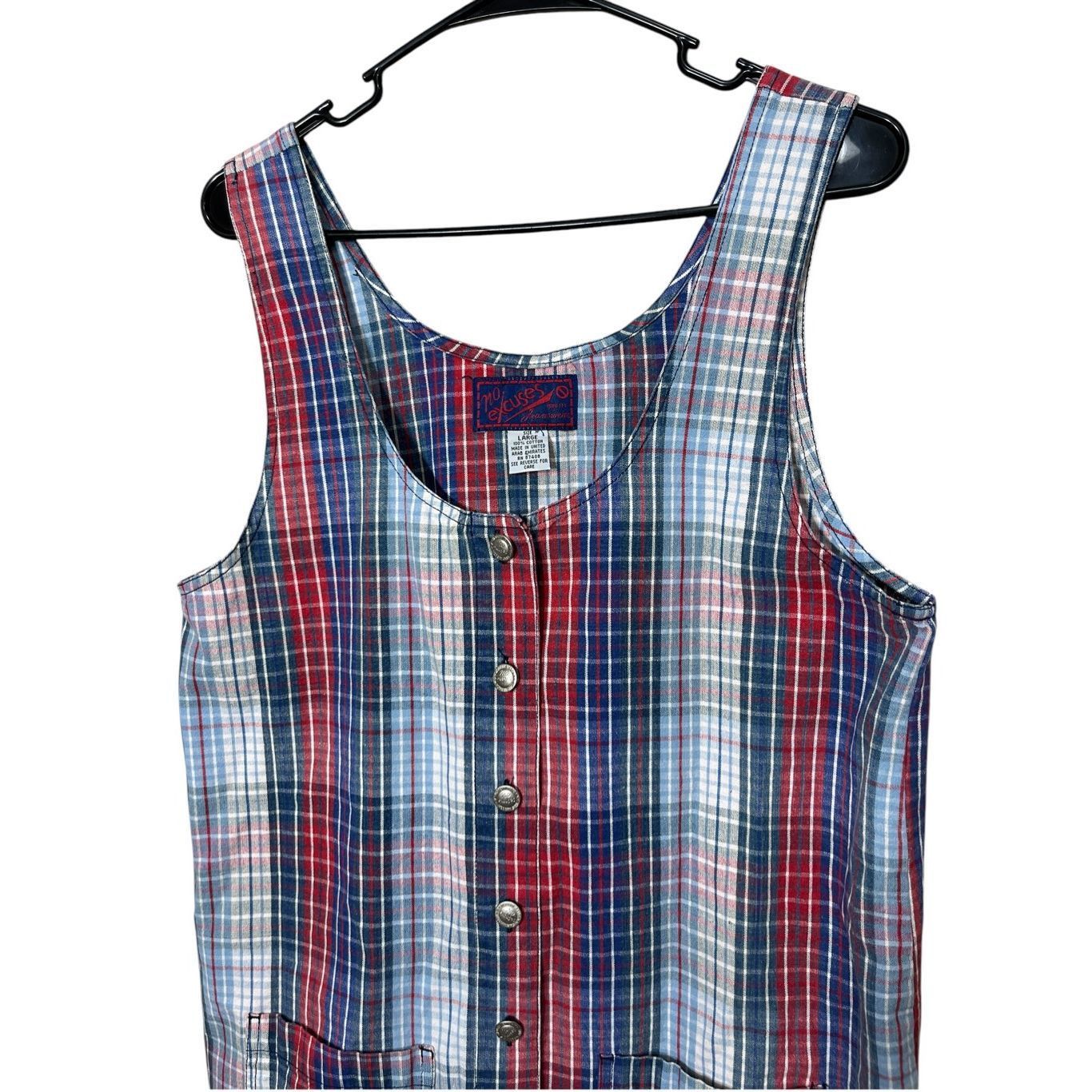 Other Vintage No Excuses 90s Y2K Jumper Dress Size L Red Blue Plai Size L / US 10 / IT 46 - 2 Thumbnail