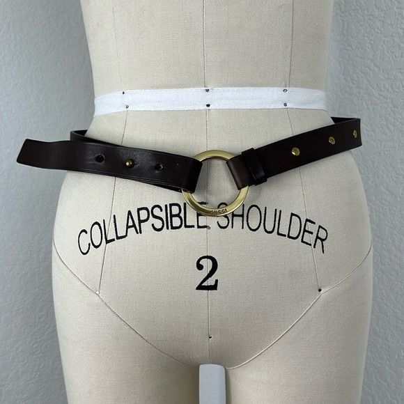 Gucci Gucci Bridle Bit Leather Loop Studded Belt Slide Brass Logo Size ONE SIZE - 1 Thumbnail