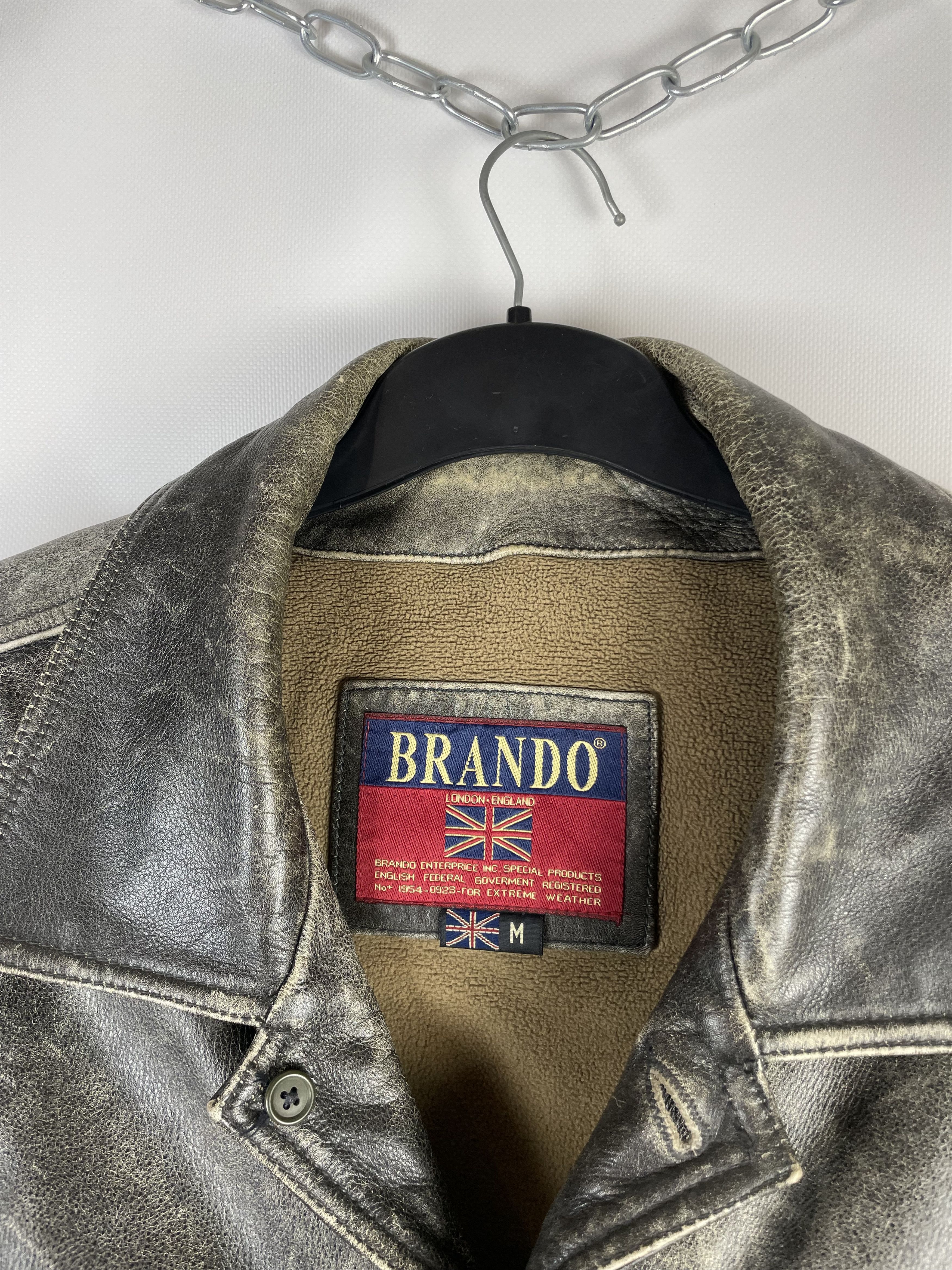Vintage Vintage 90s Brando Leather Pilot Aviator Jacket Size US M / EU 48-50 / 2 - 3 Thumbnail