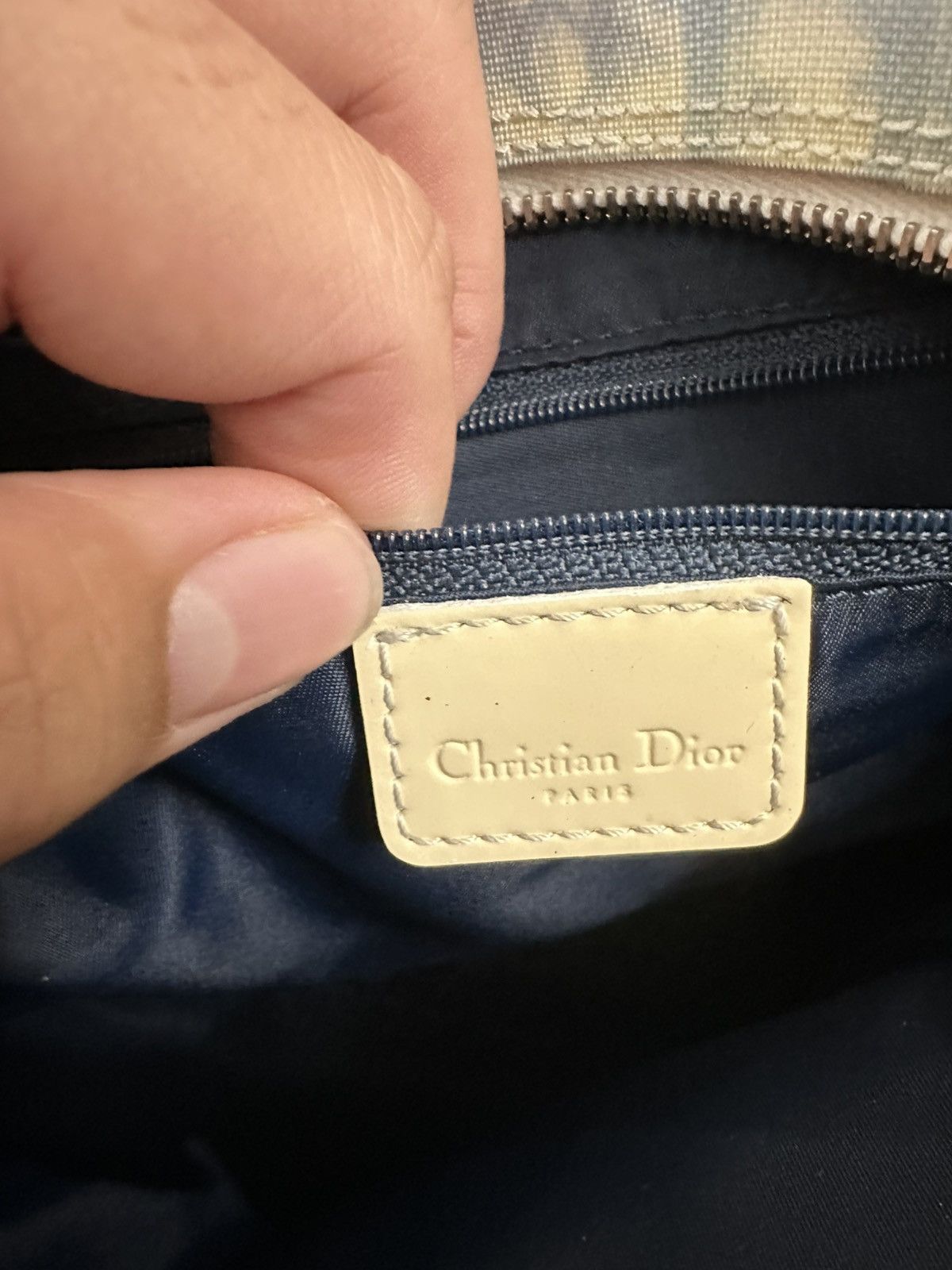 Christian Dior Monogram Blue Shoulder Bag Vintage