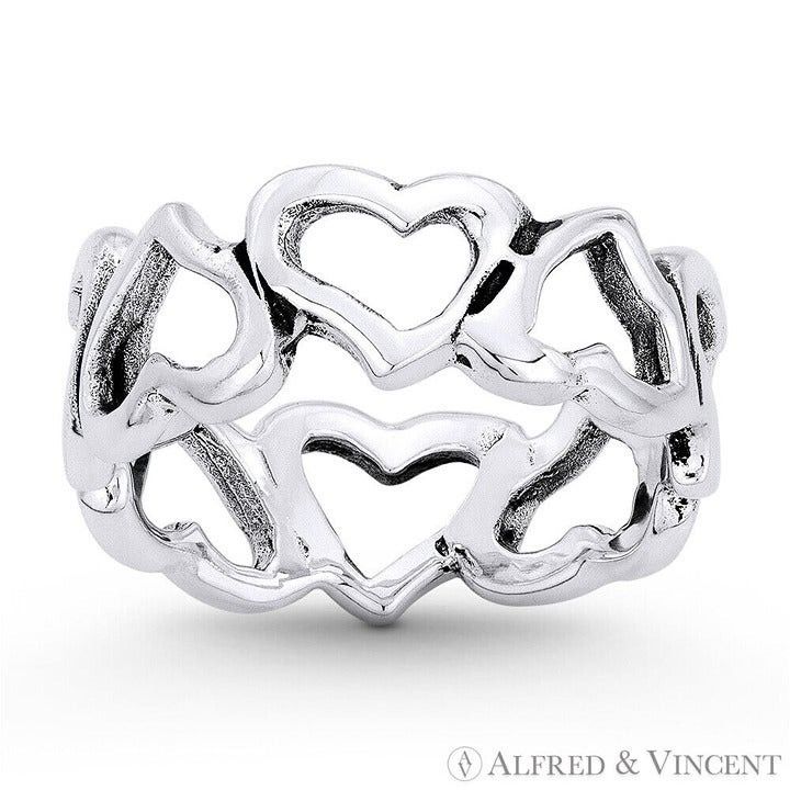 Other Multi-Heart Charm Eternity Ring in .925 Sterling Silver Size ONE SIZE - 1 Preview