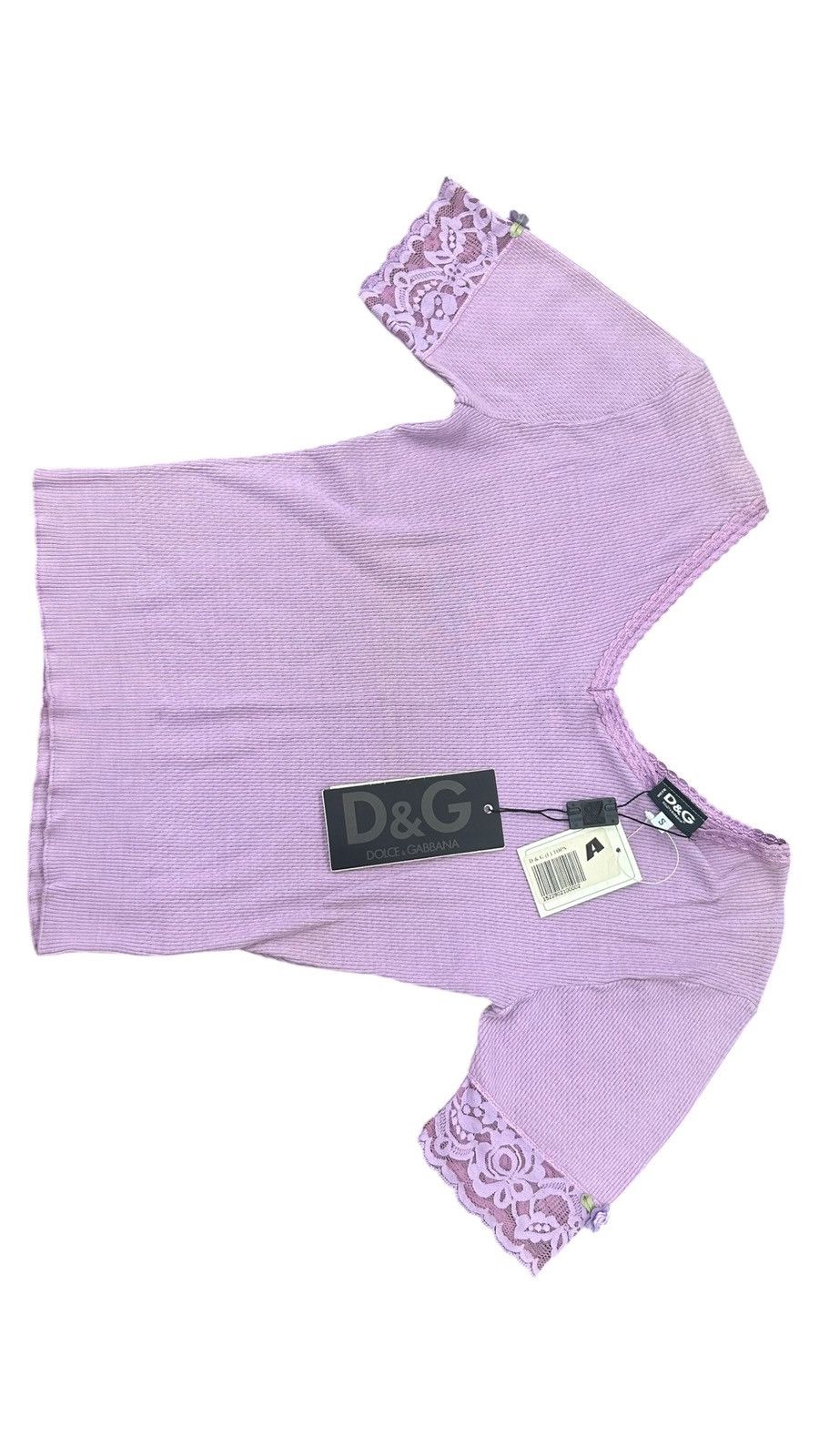 Dolce & Gabbana Archival D&G Ittierre Lavender Ribbed V-Neck Top Size S / US 4 / IT 40 - 2 Thumbnail