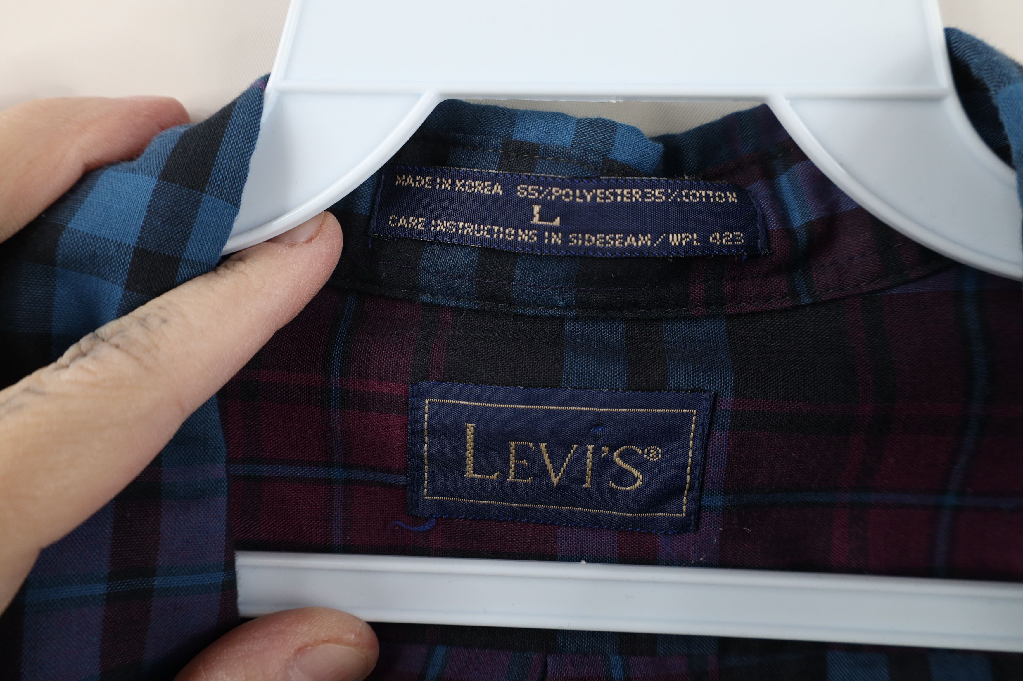 Levi's Vintage 80s Levis Thin Collared Button Down Shirt Plaid Size US L / EU 52-54 / 3 - 6 Thumbnail