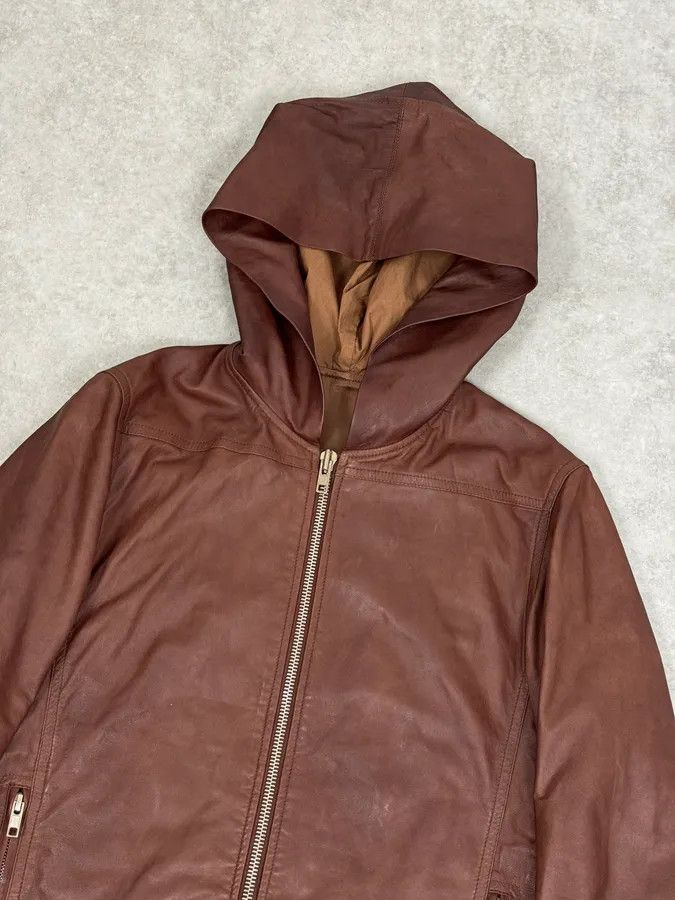 Rick Owens SS2014 Rick Owens Brown Avant-Garde Hooded Leather Jacket Size US M / EU 48-50 / 2 - 5 Thumbnail