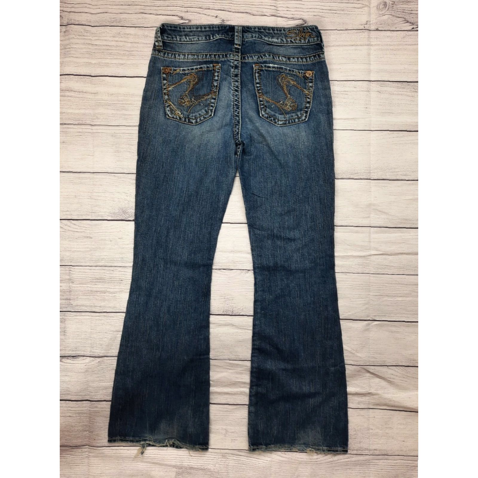 Silver Jeans Co. Women's Silver Jeans Eden Flare Thick-Stitch Flare Leg Med Wash 29x31 Size 29" - 2 Thumbnail