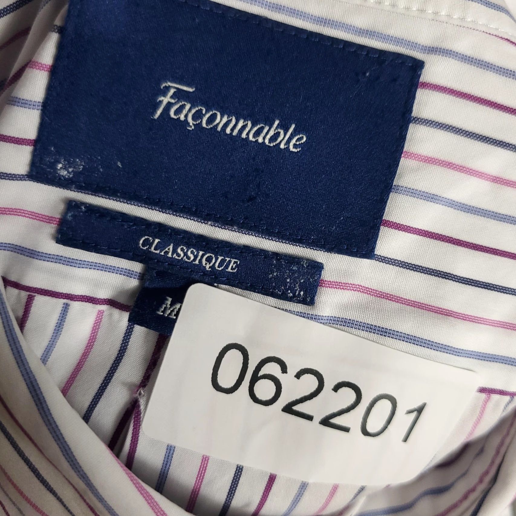 Faconnable Façonnable Striped Button-Up Shirt Mens Medium White Short Sleeve Classic Preppy Size US M / EU 48-50 / 2 - 6 Thumbnail