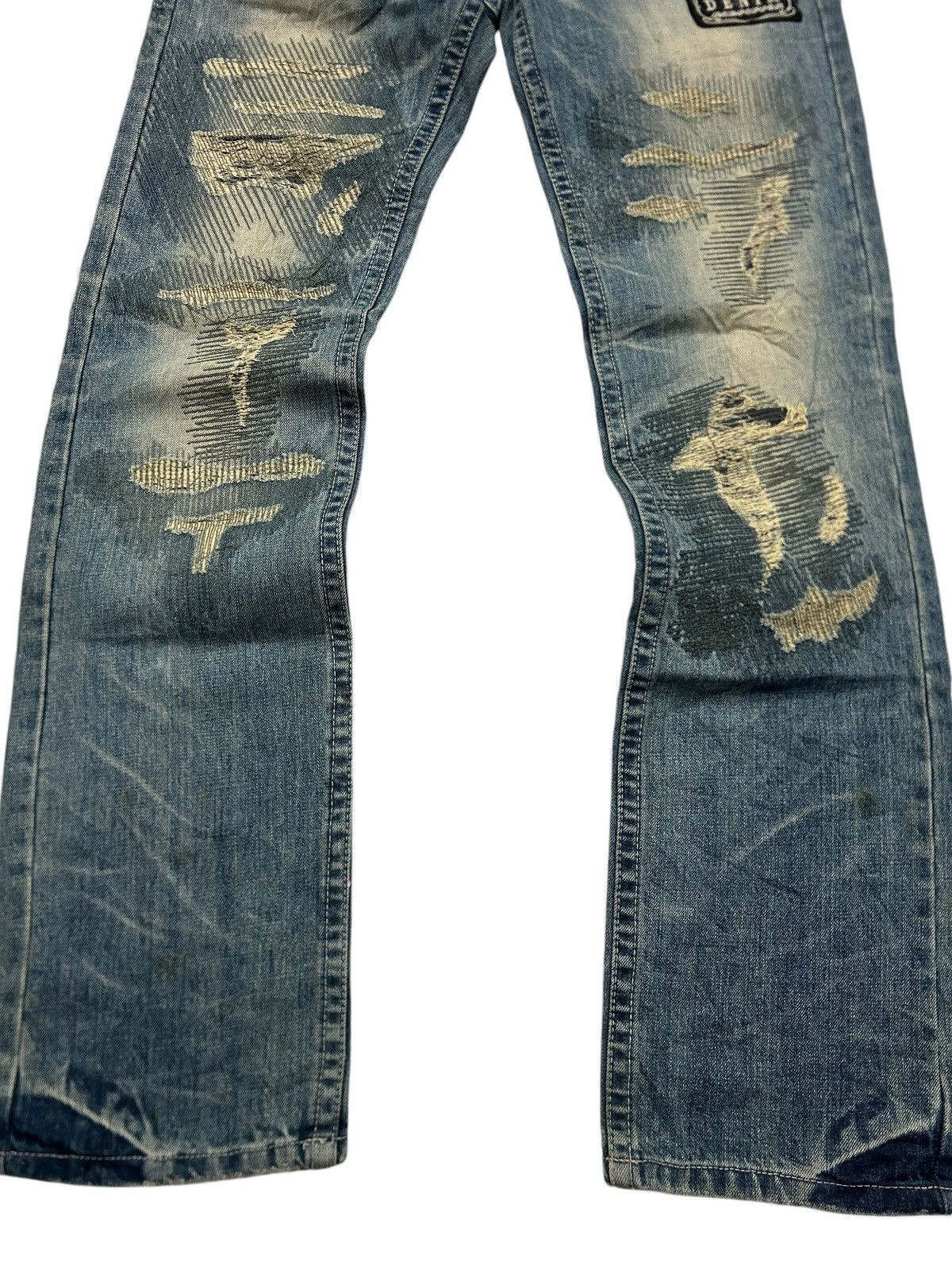 Japanese Brand Vintage Red Pepper Grunge Patchwork Distressed Trashed Jeans Size US 31 - 4 Thumbnail
