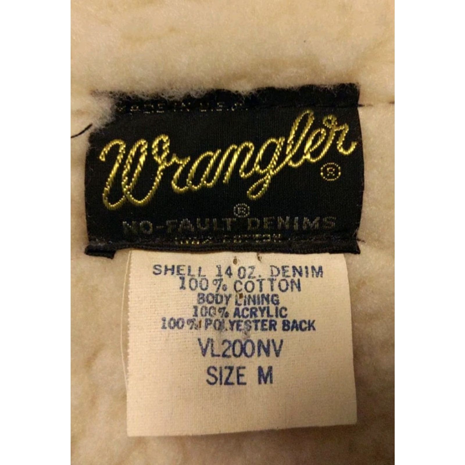 Wrangler VTG Wrangler Denim SHERPA Lined VEST Biker Western USA Medium M Mens Blue Cotton Denim Vest Size US 31 - 5 Thumbnail