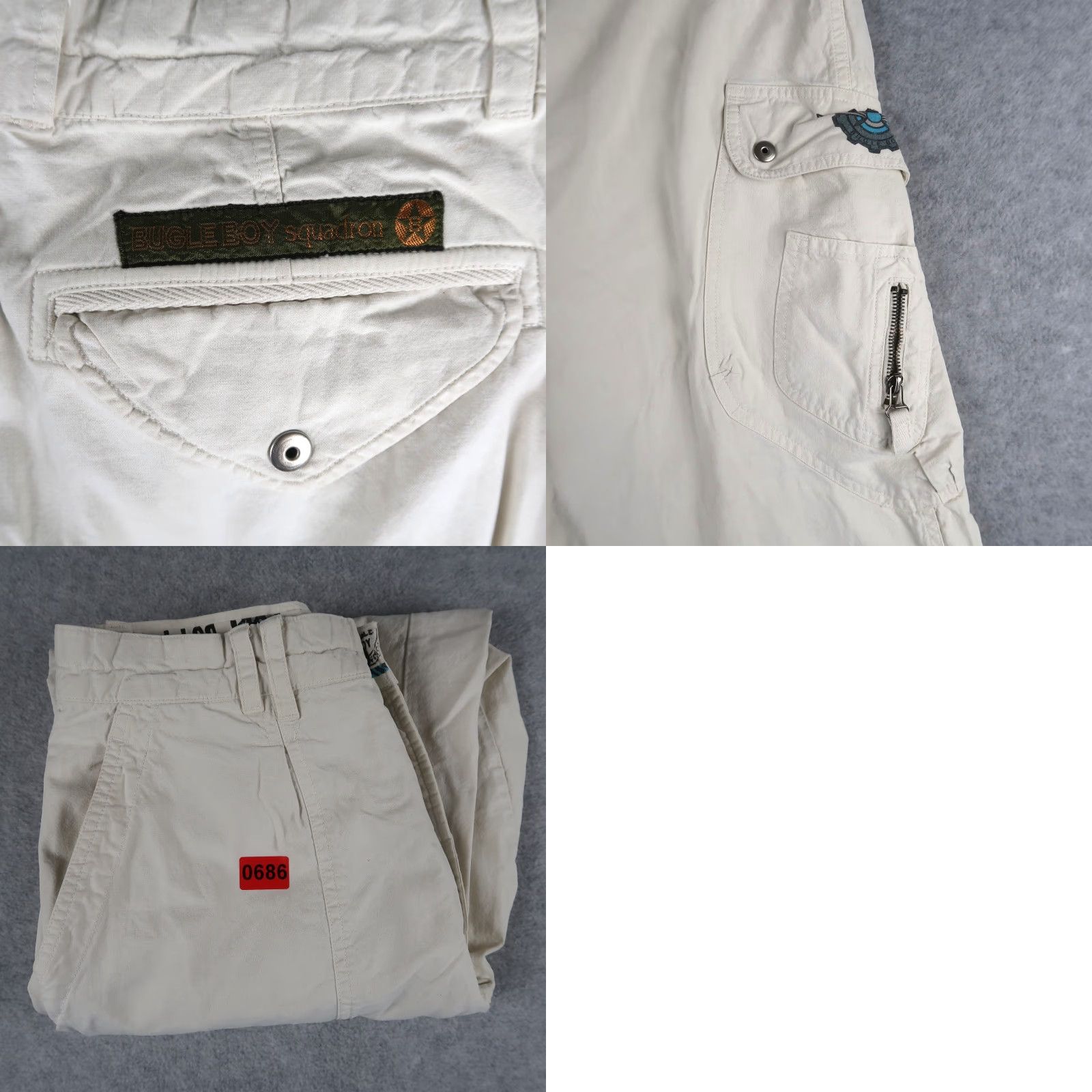 Bugle Boy VINTAGE Bugle Boy Pants Mens 32M Ivory Cargo Squadron 90s/Pants/Cargo/Logo Mens Size US 32 / EU 48 - 9 Thumbnail