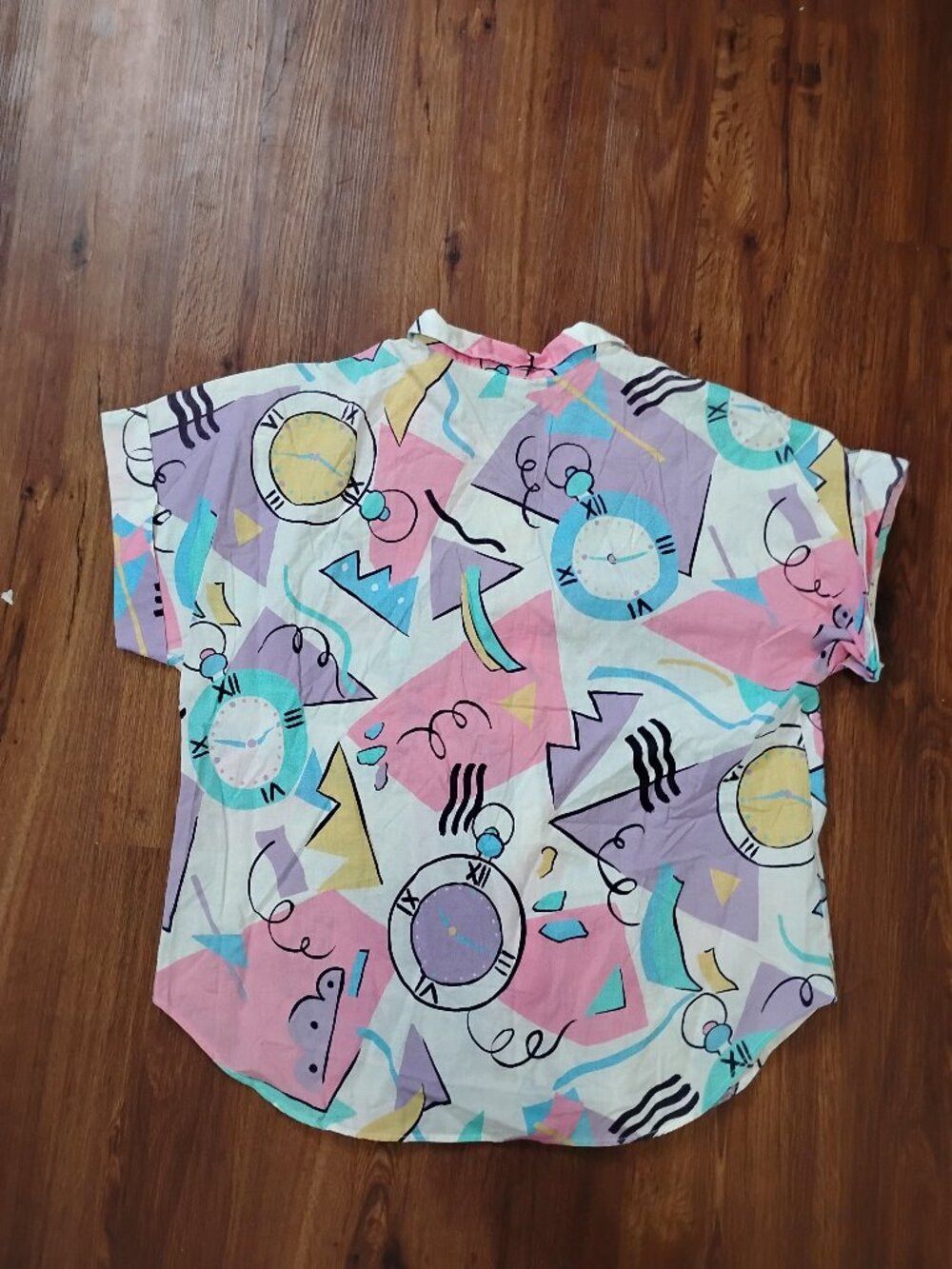 Other Vintage Laura Mae Abstract Geometric Clock Time Shirt Blouse Size XL / US 12-14 / IT 48-50 - 4 Thumbnail