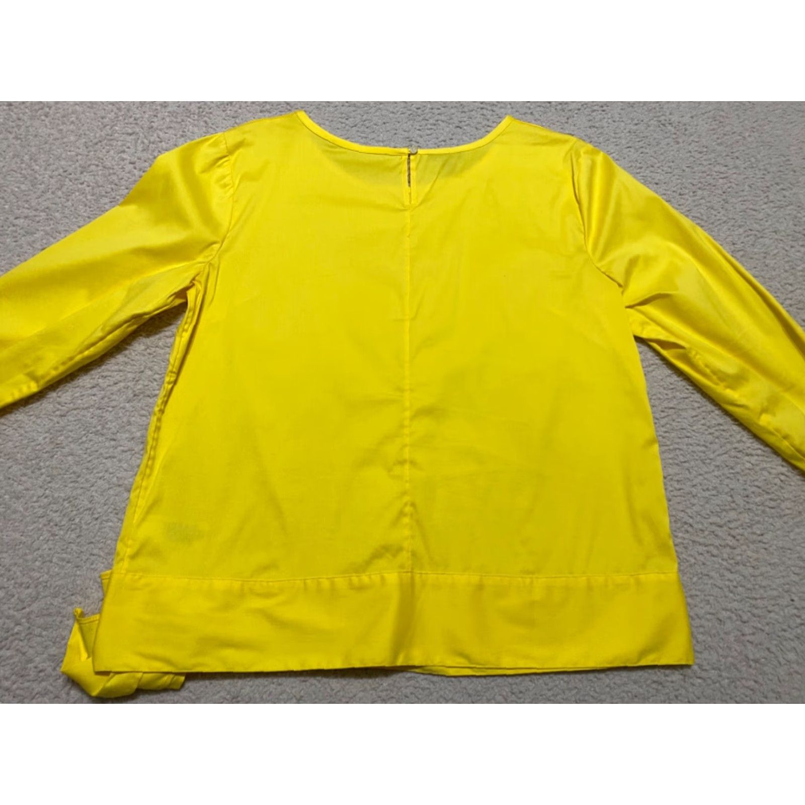 Talbots Talbots Shirt Womens PM Solid Yellow Long Sleeve Round Neck Petites Boxy Tie Blouse for Women Size M / US 6-8 / IT 42-44 - 7 Thumbnail