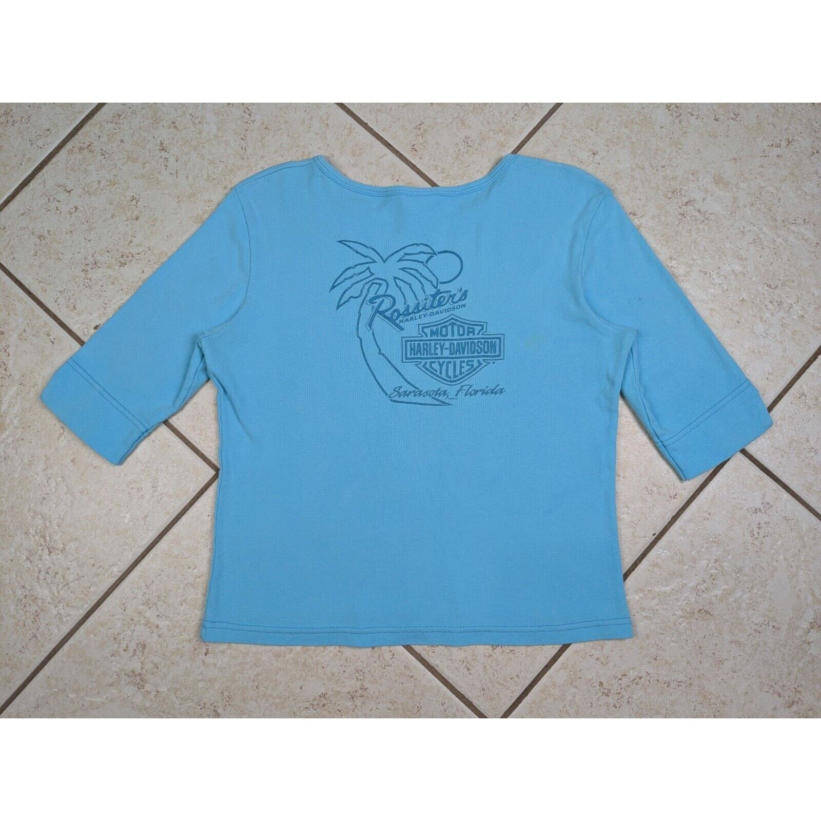 Harley Davidson Vtg Harley Davidson Shirt M Blue Y2K 3/4 Sleeve Sarasota FL Size M / US 6-8 / IT 42-44 - 6 Thumbnail