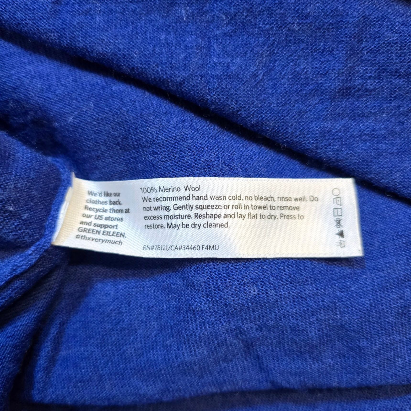 Eileen Fisher EILEEN FISHER Sweater Women Small Blue Merino Wool Pockets Boxy Casual Career Knit Pullover Long Sleeve V-Neck Size S / US 4 / IT 40 - 7 Thumbnail
