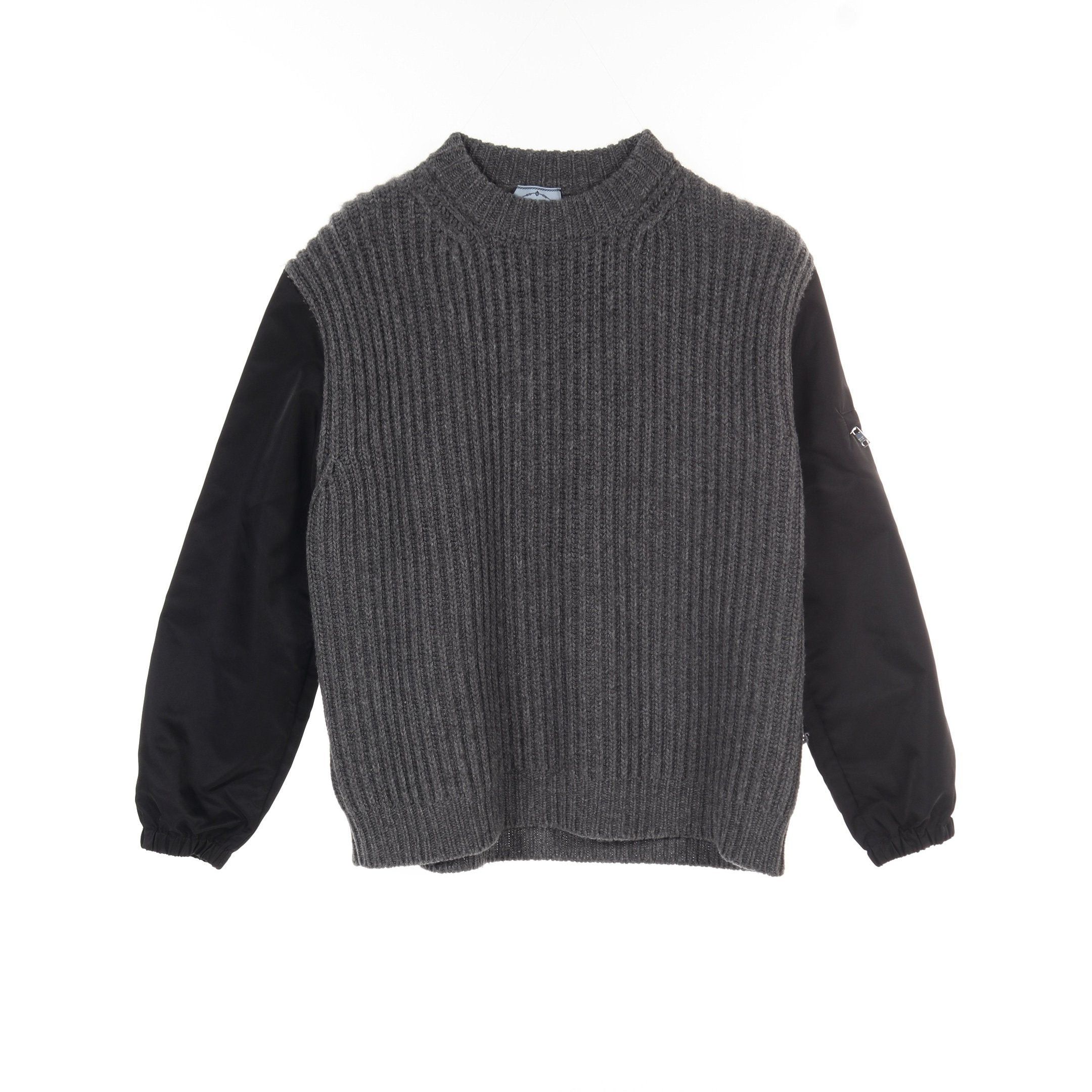 Prada Prada Re-Nylon Knit Wool Cashmere Nylon Gray Black Color-Block Size ONE SIZE - 1 Thumbnail