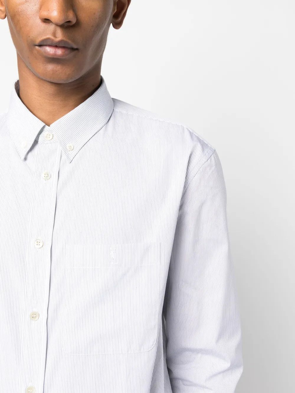 Saint Laurent Paris o1y0325 Striped Shirt in White Size US L / EU 52-54 / 3 - 2 Thumbnail