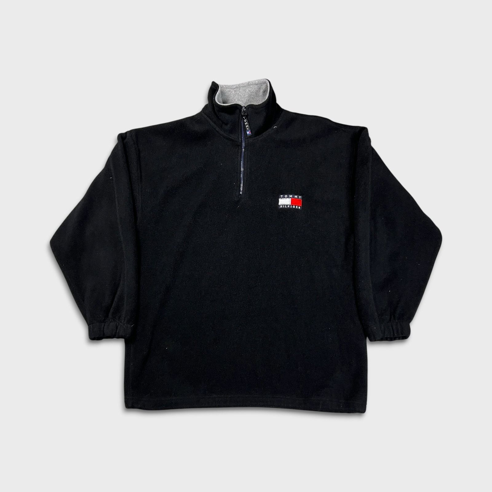 Tommy Hilfiger × Vintage Vintage Tommy Hilfiger Fleece Flag Pullover Zip 90s Jacket Size US XL / EU 56 / 4 - 1 Thumbnail