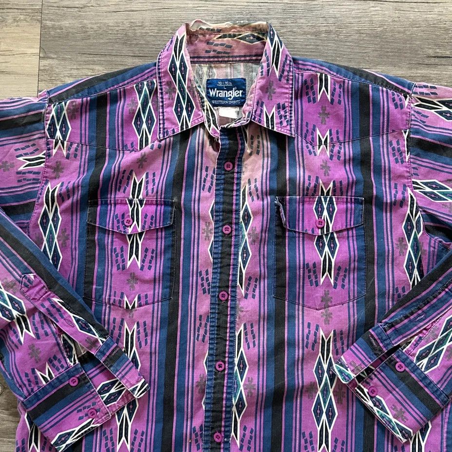 Wrangler Vintage Wrangler Brushpopper Western Button Shirt Size Large Size US L / EU 52-54 / 3 - 2 Thumbnail