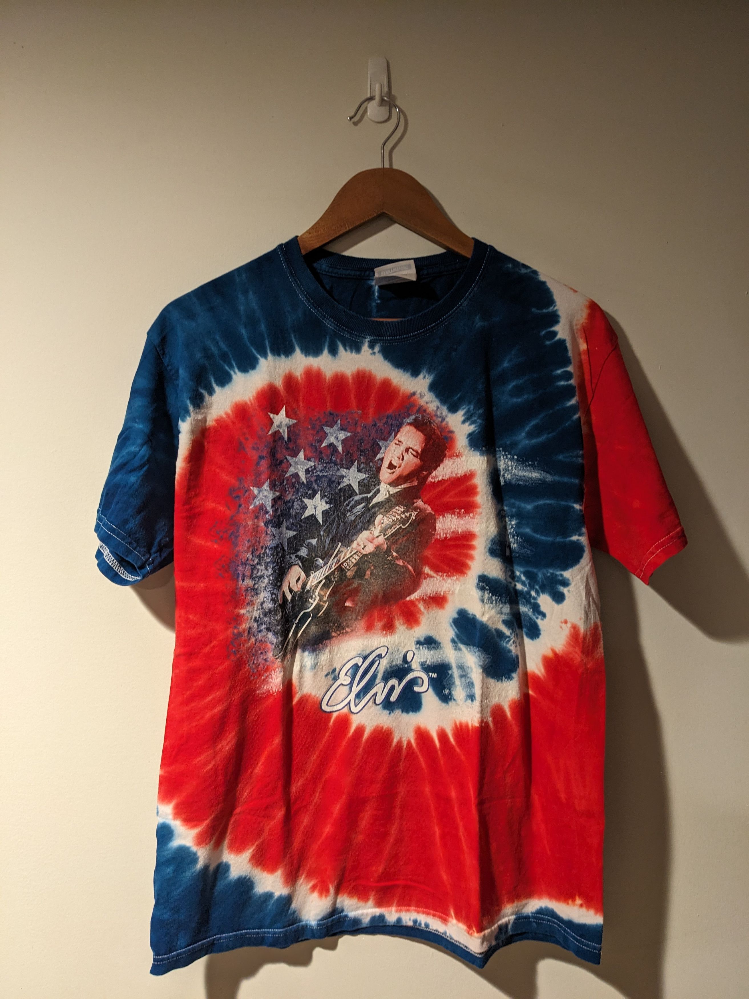 Band Tees × Vintage Vintage Y2K Elvis Presley Blue Tie Dye Medium T-Shirt Size US M / EU 48-50 / 2 - 1 Thumbnail
