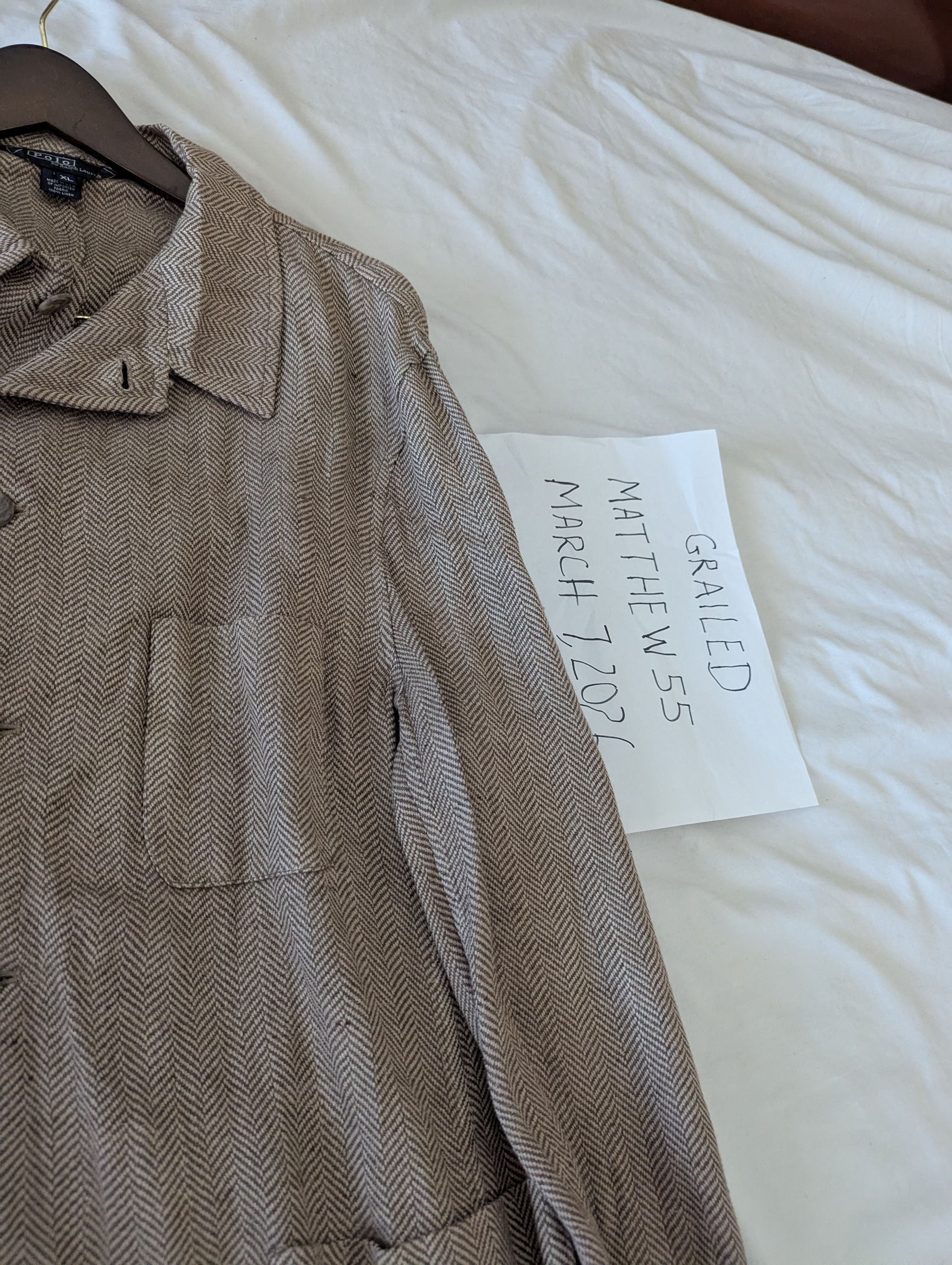 Polo Ralph Lauren Herringbone Linen Jacket Size 44L - 3 Thumbnail