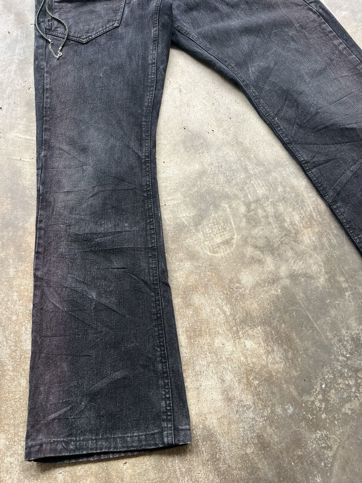 semanticdesign 2000’s Semantic Design Punk Skull Flared Jeans Wax Style Size US 31 - 8 Thumbnail
