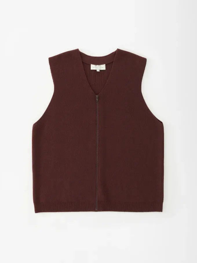 Studio Nicholson o1mle1025 Rib Zipped Vest in Chestnut Size US M / EU 48-50 / 2 - 1 Thumbnail