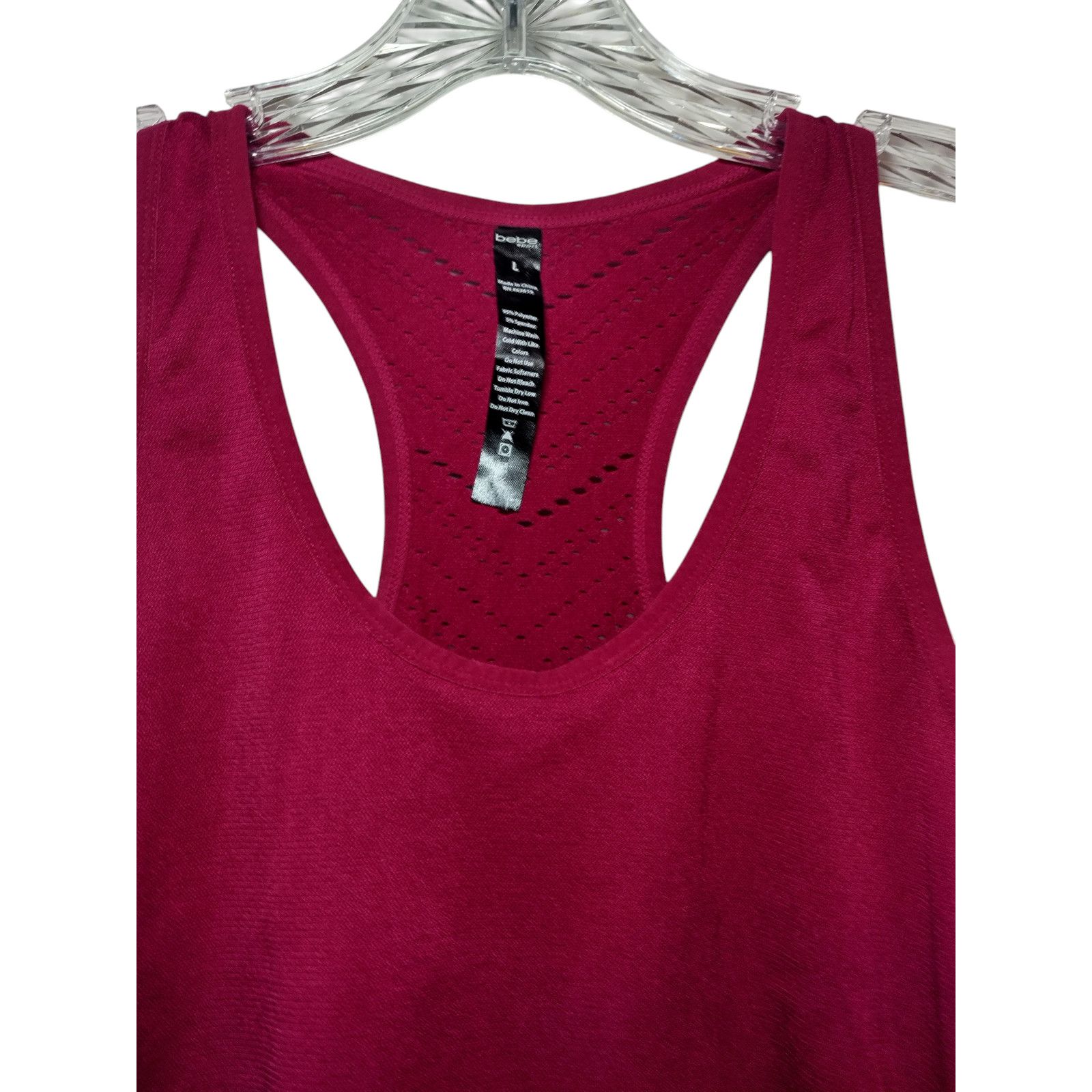 Bebe BEBE sports Womens Yoga Workout Racerback Tank Top Red Large Size L / US 10 / IT 46 - 6 Thumbnail