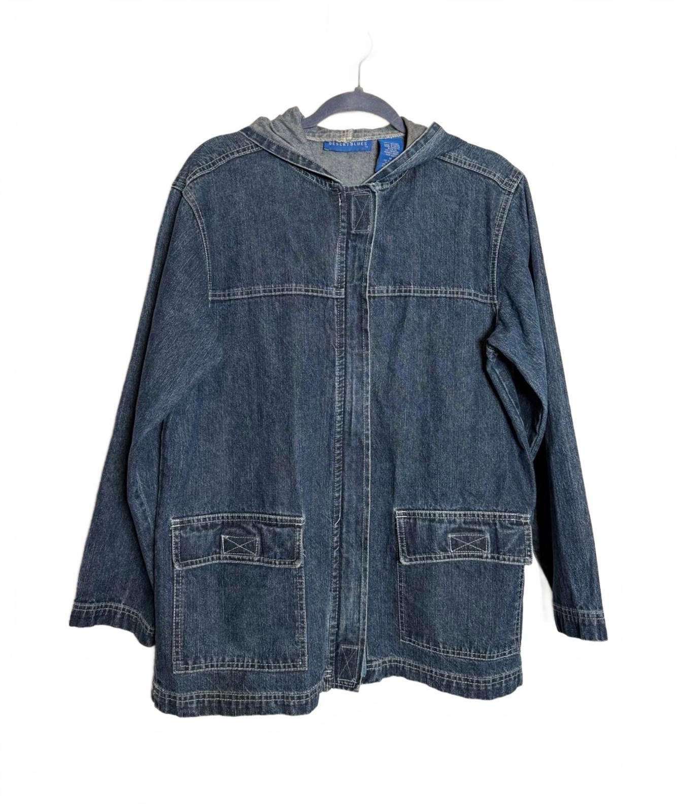 Other Womens 90s Vintage Denim Hoodie Jacket Size M / US 6-8 / IT 42-44 - 1 Thumbnail