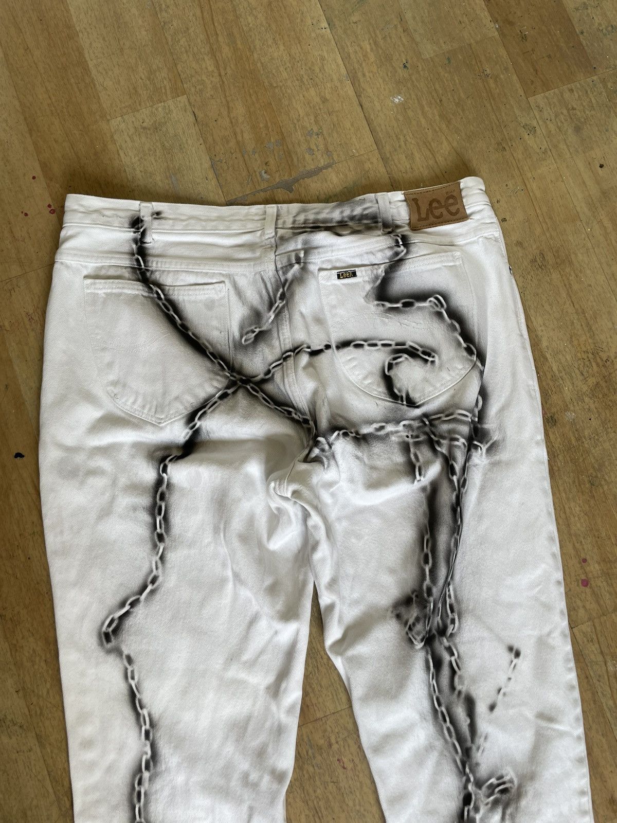 Lee × Vintage Lee riders 90s made in USA denim custom chains opium Size US 36 / EU 52 - 3 Thumbnail