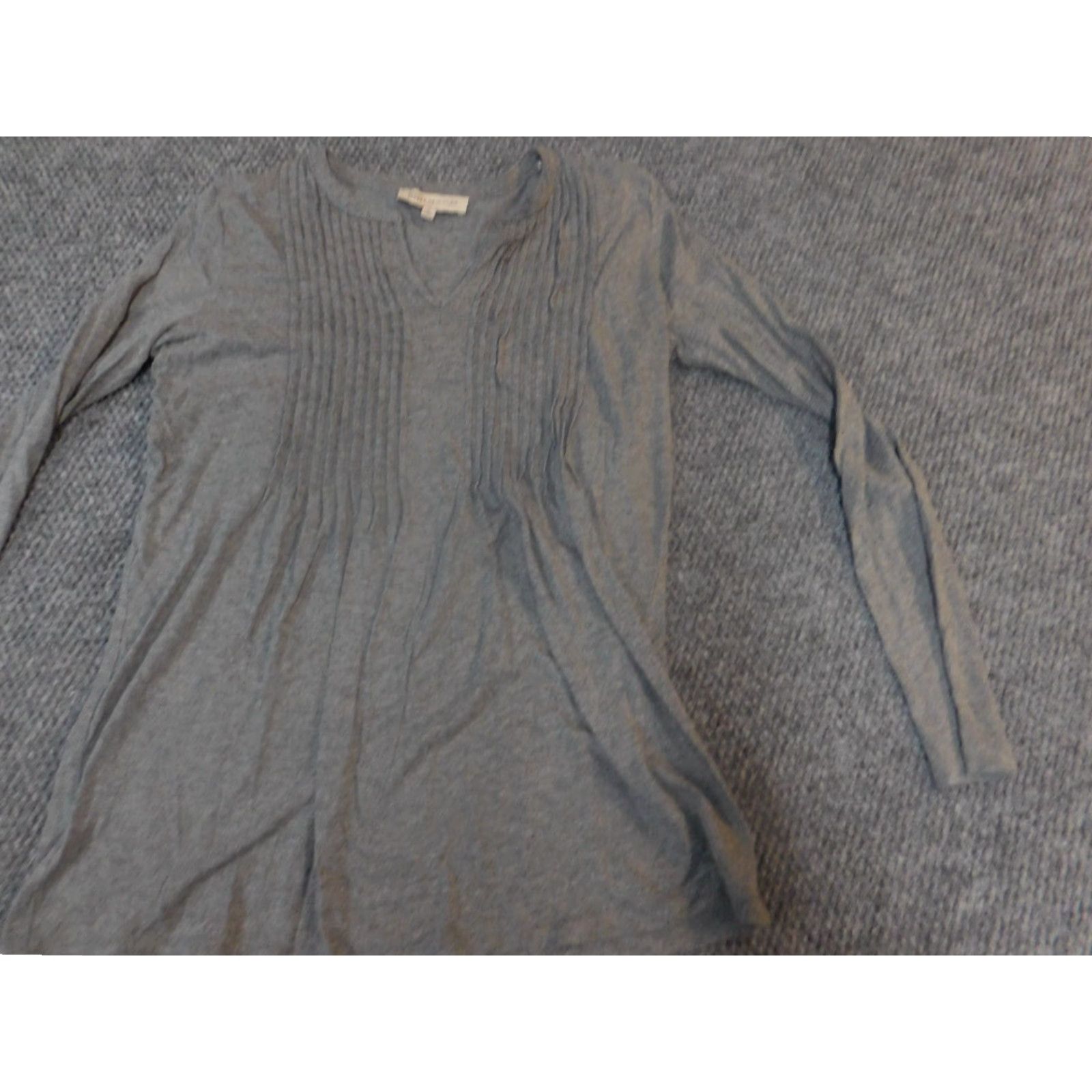 Jones New York Jones New York Blouse Medium Gray Womens pullover sport stretch cotton Shirt Knit Long Sleeve Round Neck Regular Base Breathable Vintage No Size M / US 6-8 / IT 42-44 - 2 Thumbnail