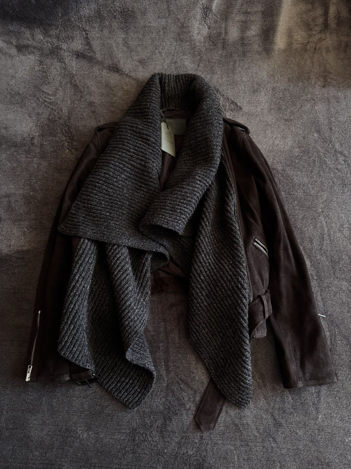 Allsaints All saints suede wrap biker brown jacket y2k NEW Size M / US 6-8 / IT 42-44 - 1 Thumbnail