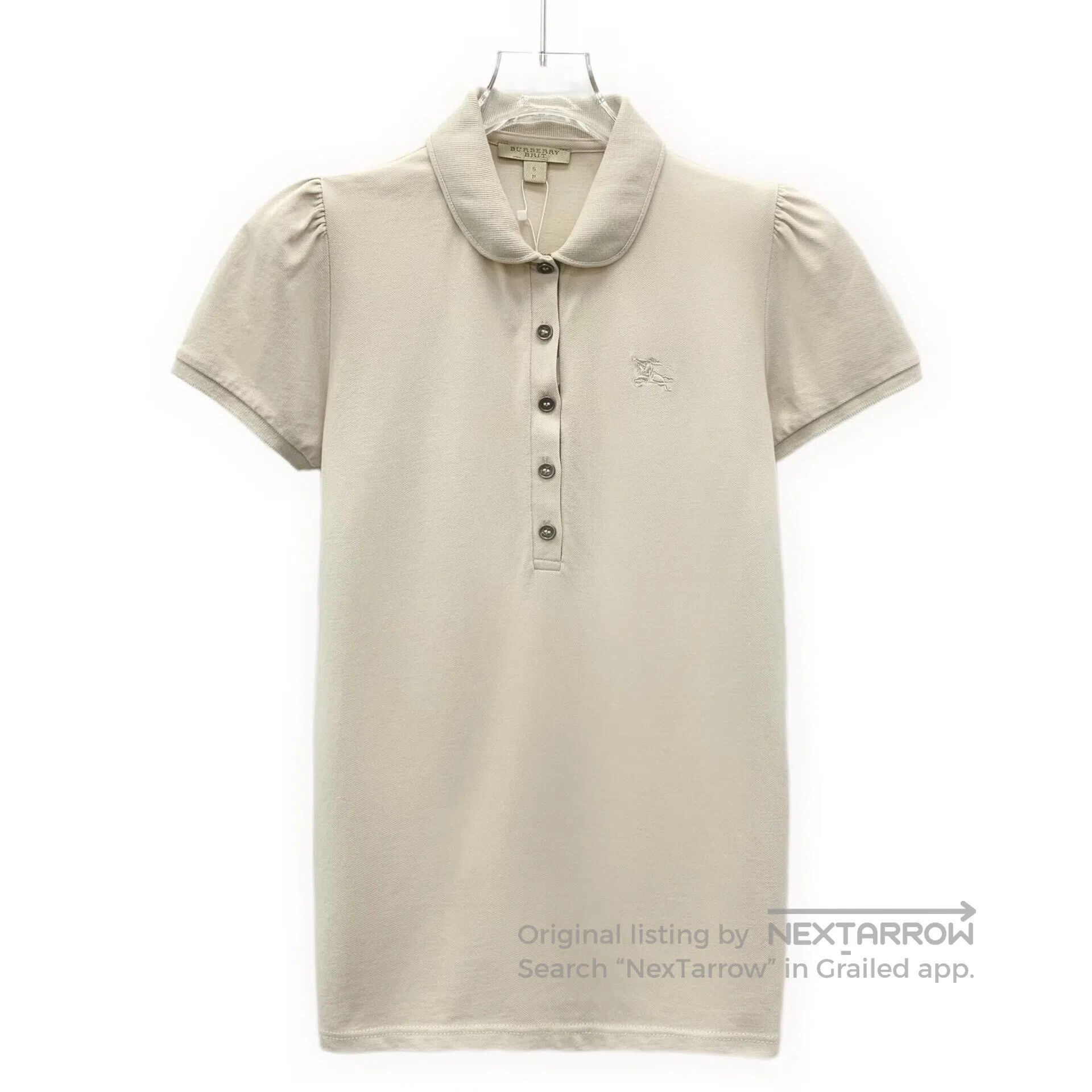Burberry Burberry Beige Warhorse Knight Embroidered Cotton Lapel Si Size S / US 4 / IT 40 - 1 Thumbnail