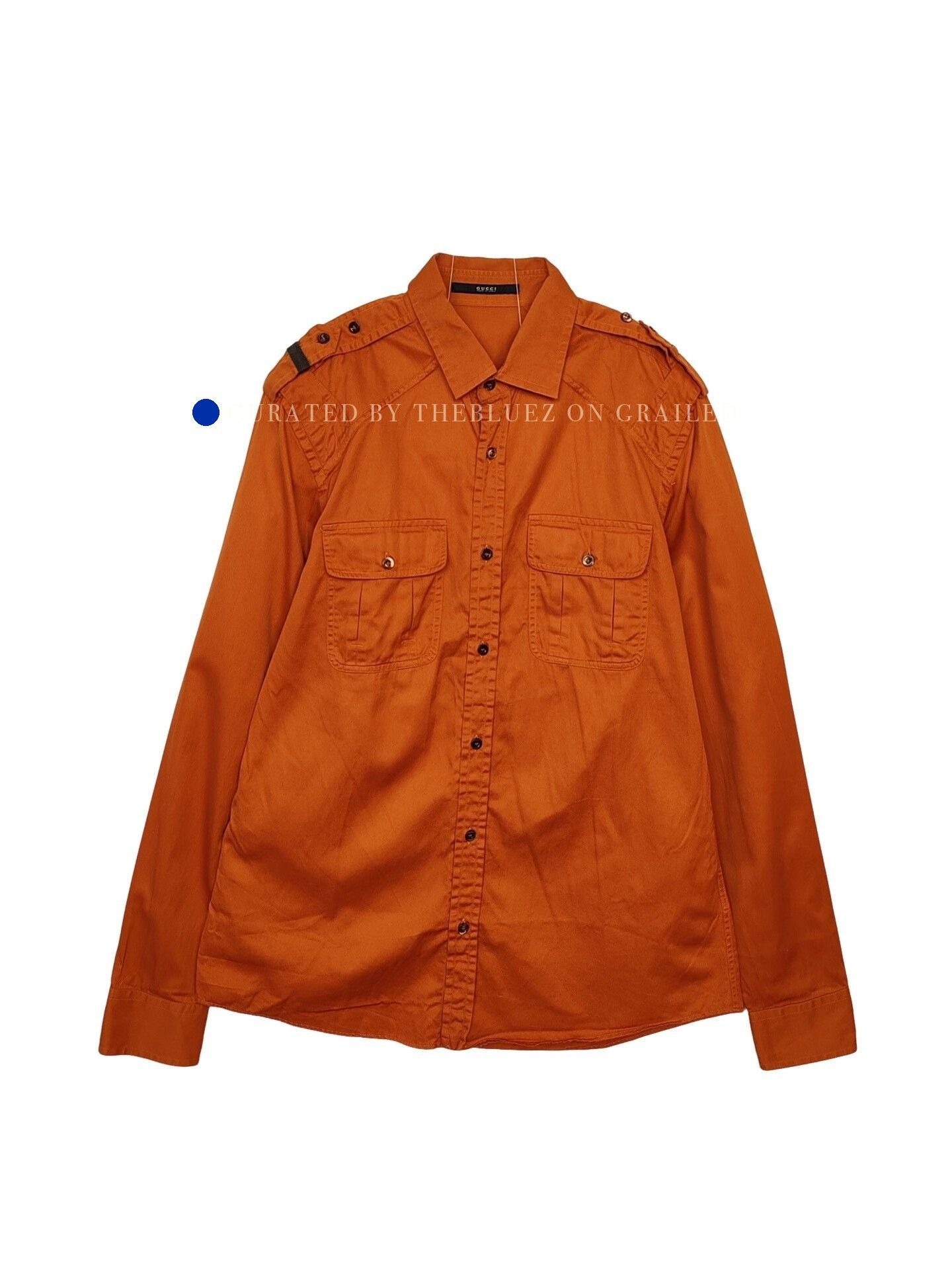 Gucci Orange Long Sleeve Button-Up Shirt with Pockets Size US L / EU 52-54 / 3 - 1 Thumbnail
